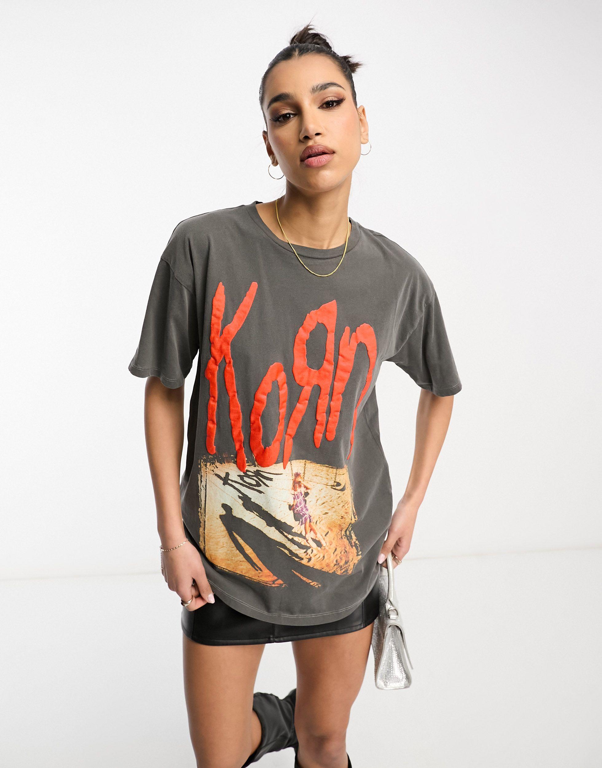 ASOS Oversized T-shirt With Korn Licence Graphic in Red | Lyst