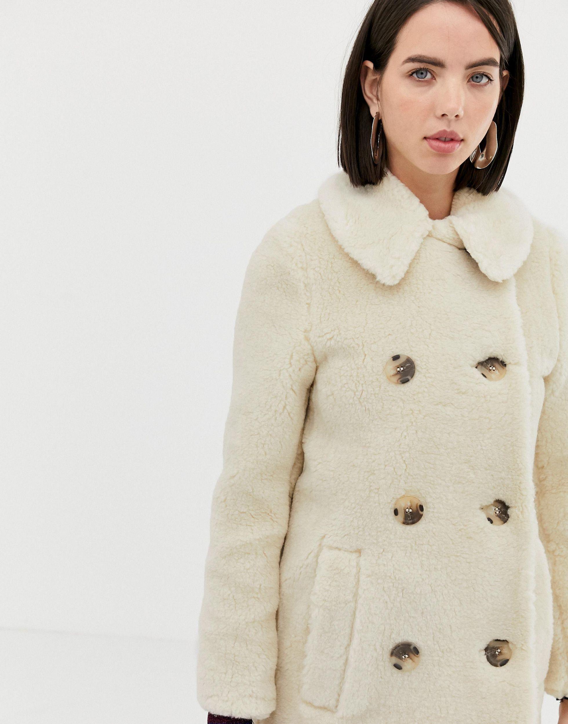 Cream teddy coat warehouse 2025