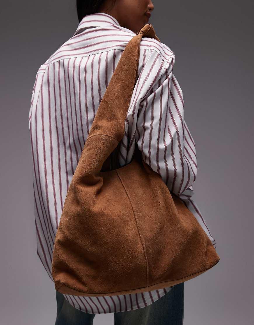 Urbancode Suede Shoulder Bag in Brown Lyst UK