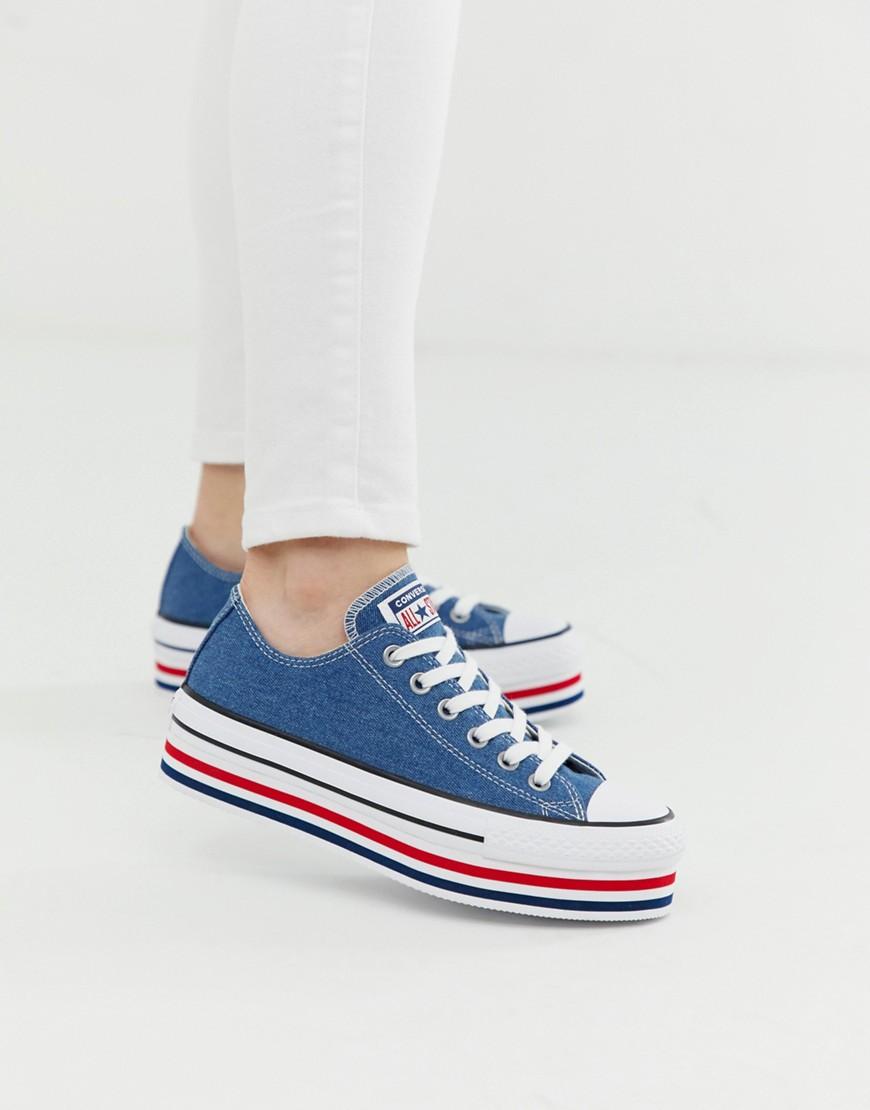 Converse Chuck Taylor All Star Platform Layer Blue Trainers | Lyst