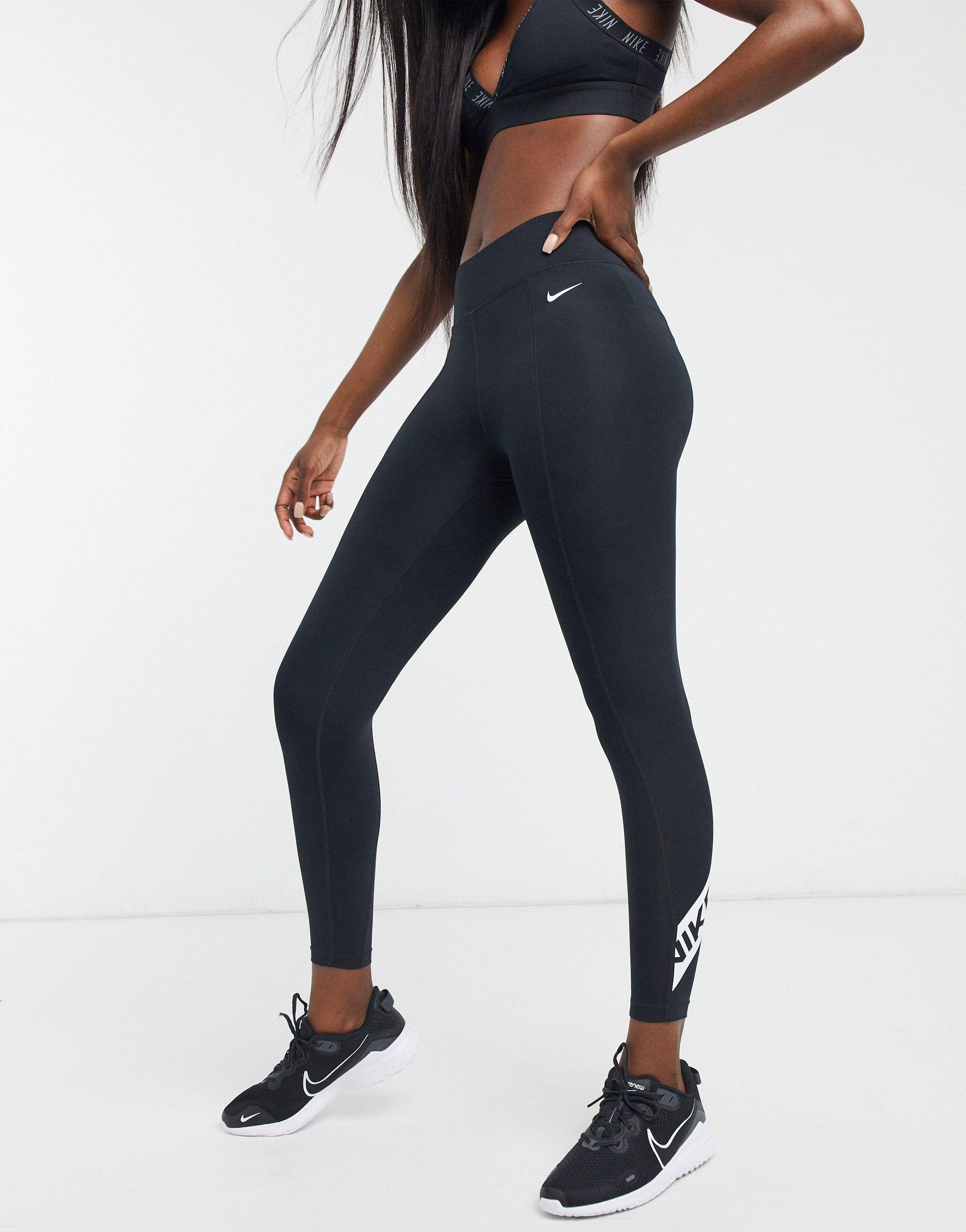 Nike Nike Pro Training Cropped leggings With Logo Taping in Black | Lyst UK