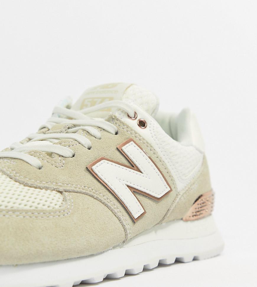 new balance 996 cream and gold trainers