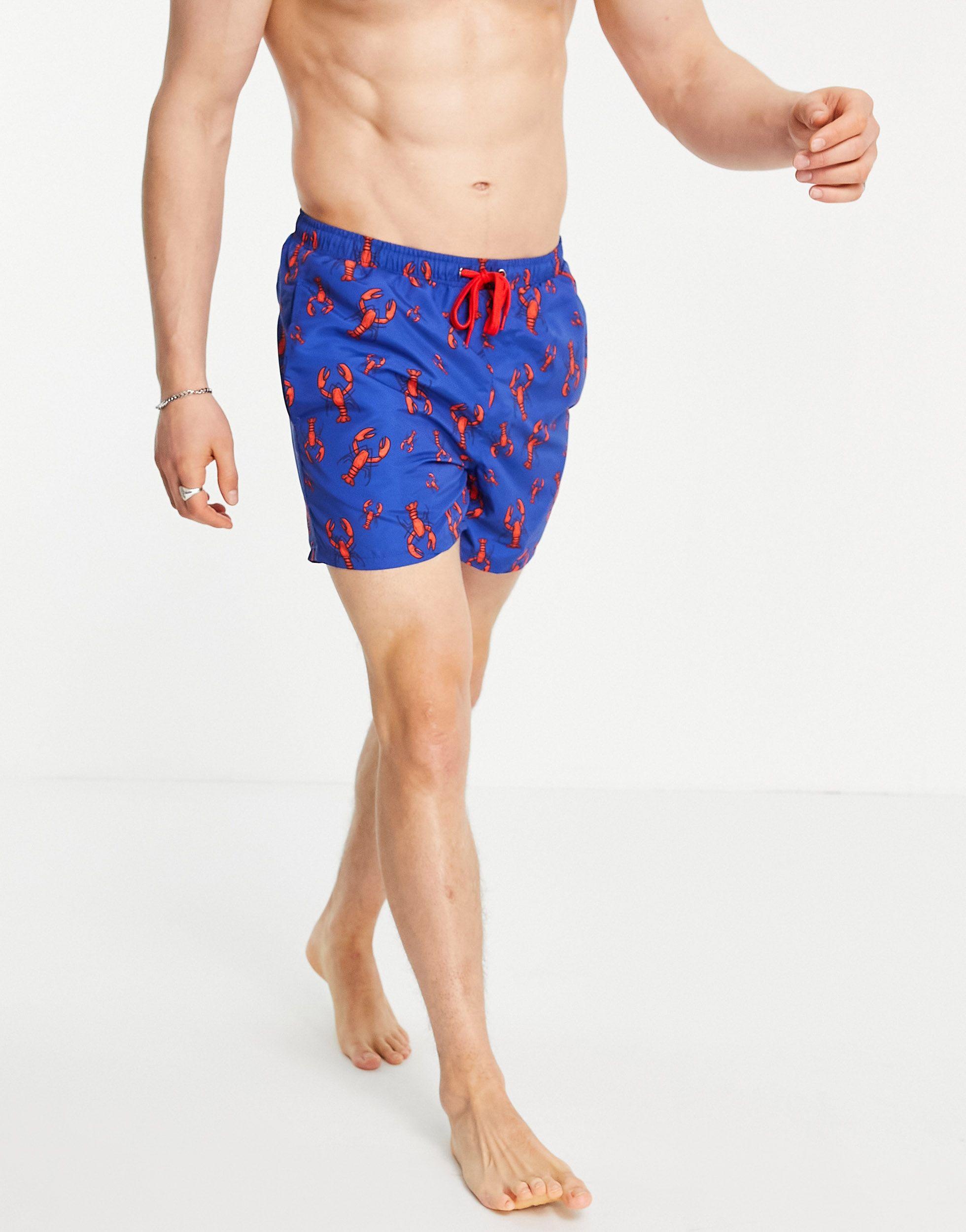 Only & Sons Lobster Print Swim Shorts in Blue for Men - Lyst