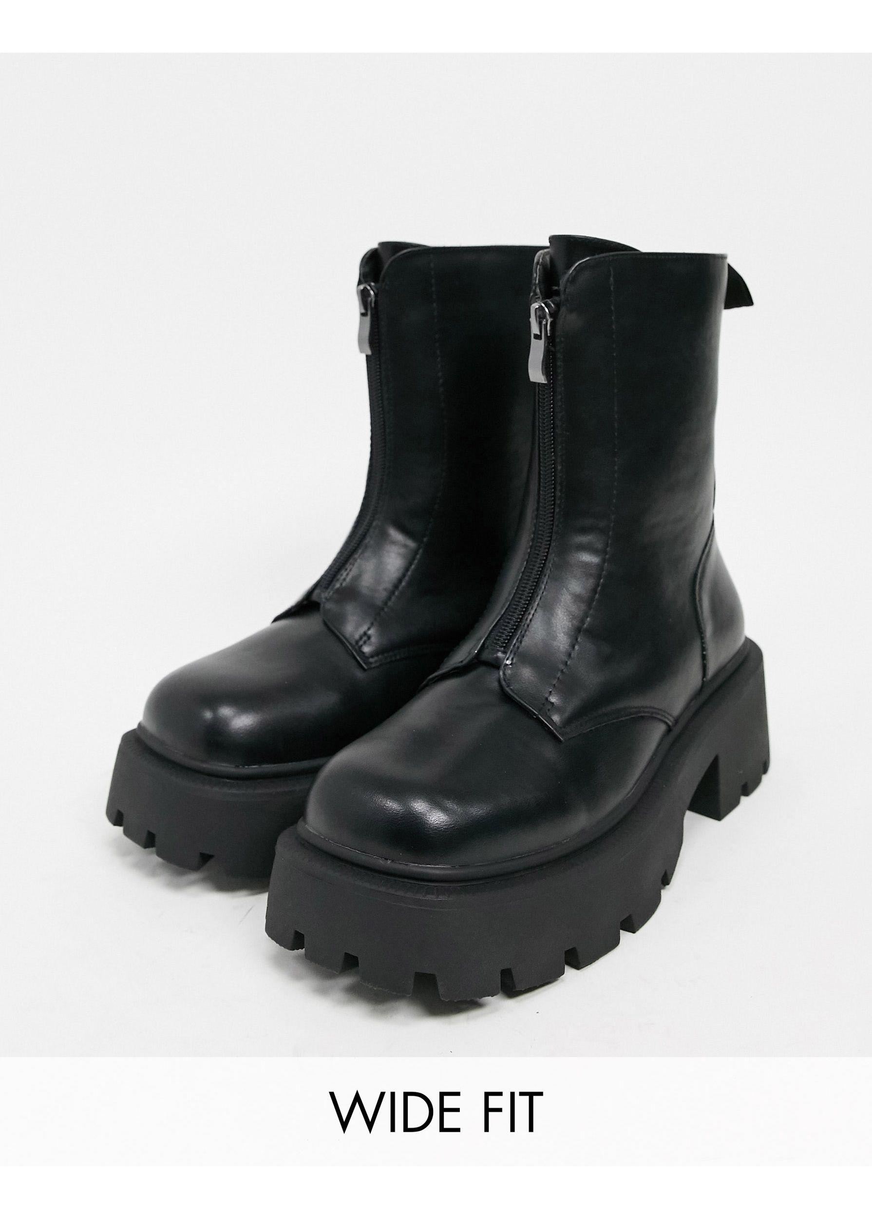 wide fit zip front boots