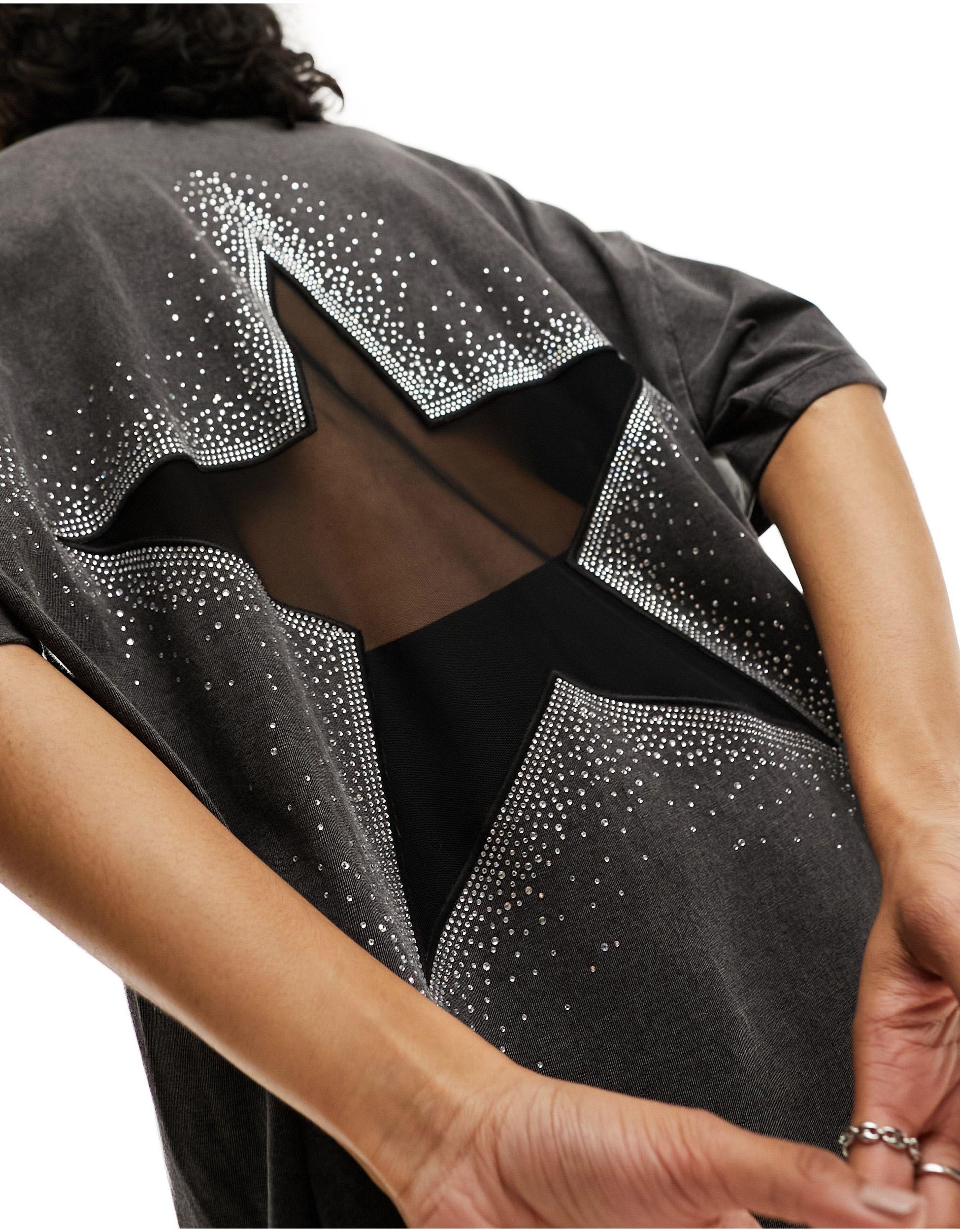 Asos Mesh Shirt Dress Black ASOS Double Layer T-shirt Dress With