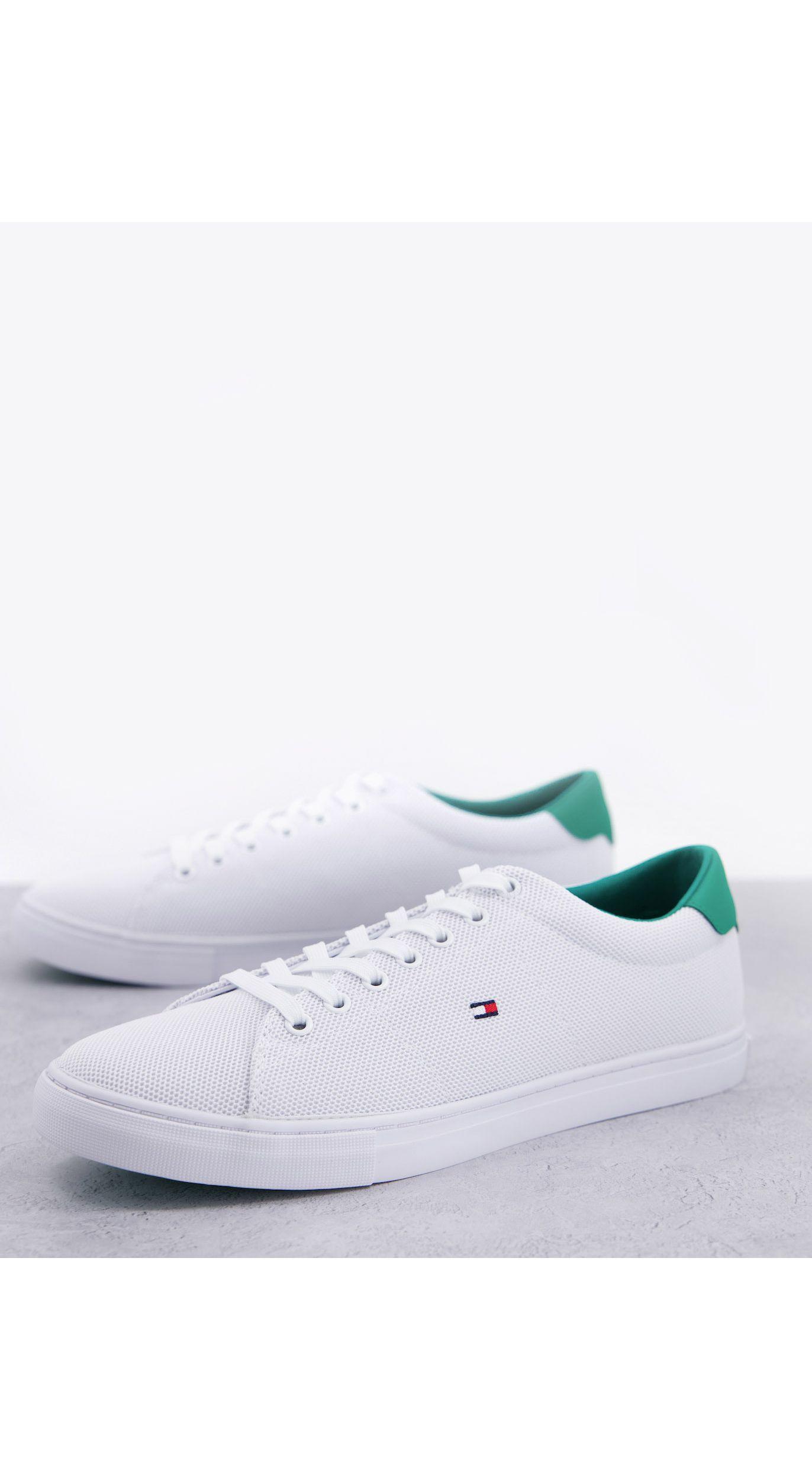 Tommy Hilfiger Rubber Knit Vulc Trainer With Green Detail And Flag Logo in  White for Men | Lyst
