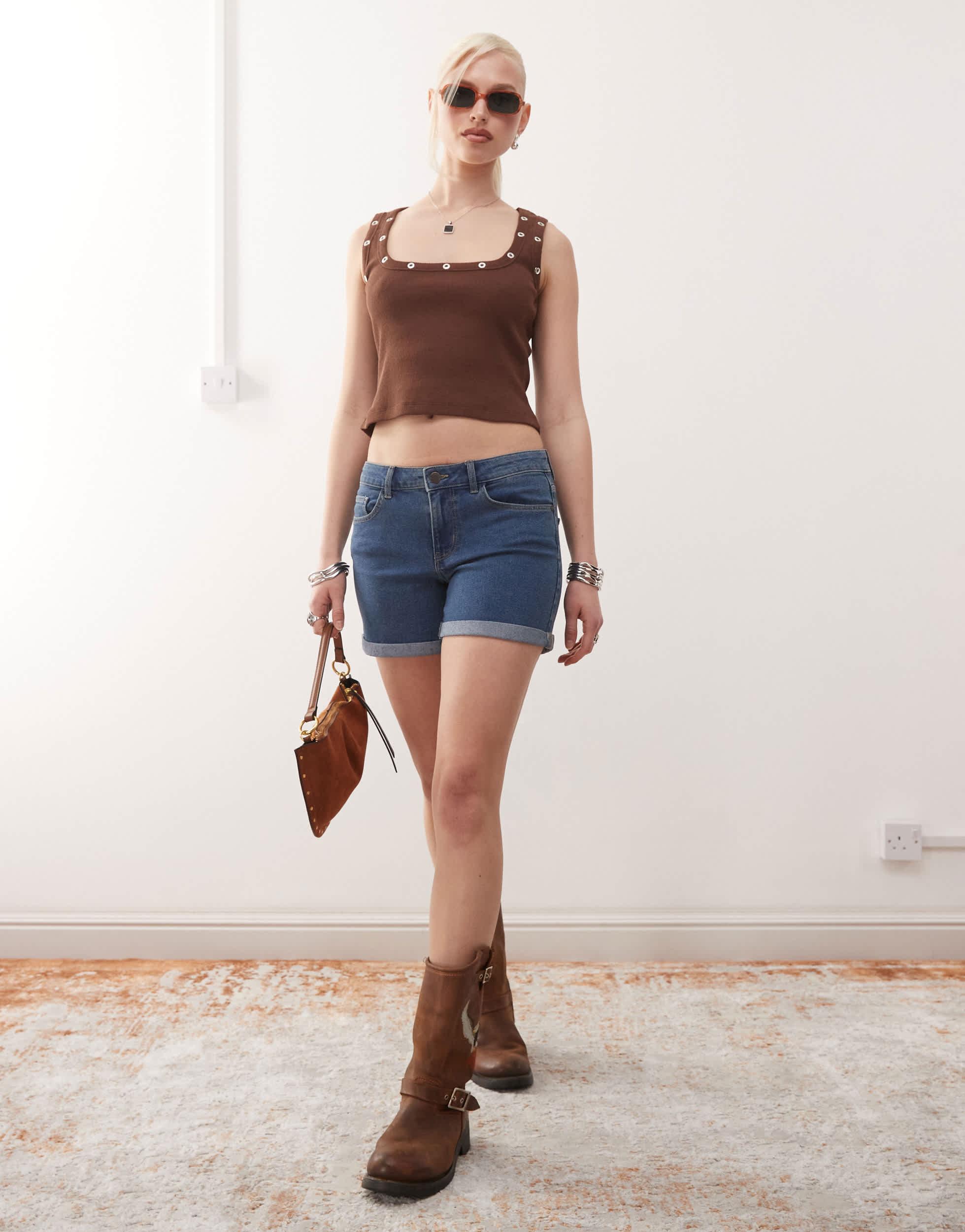 Short Décontracté Pour Femme Pohullan - Taille Haute, Ceinture, En Tissu Doux (Coton/Polyester), Taille L