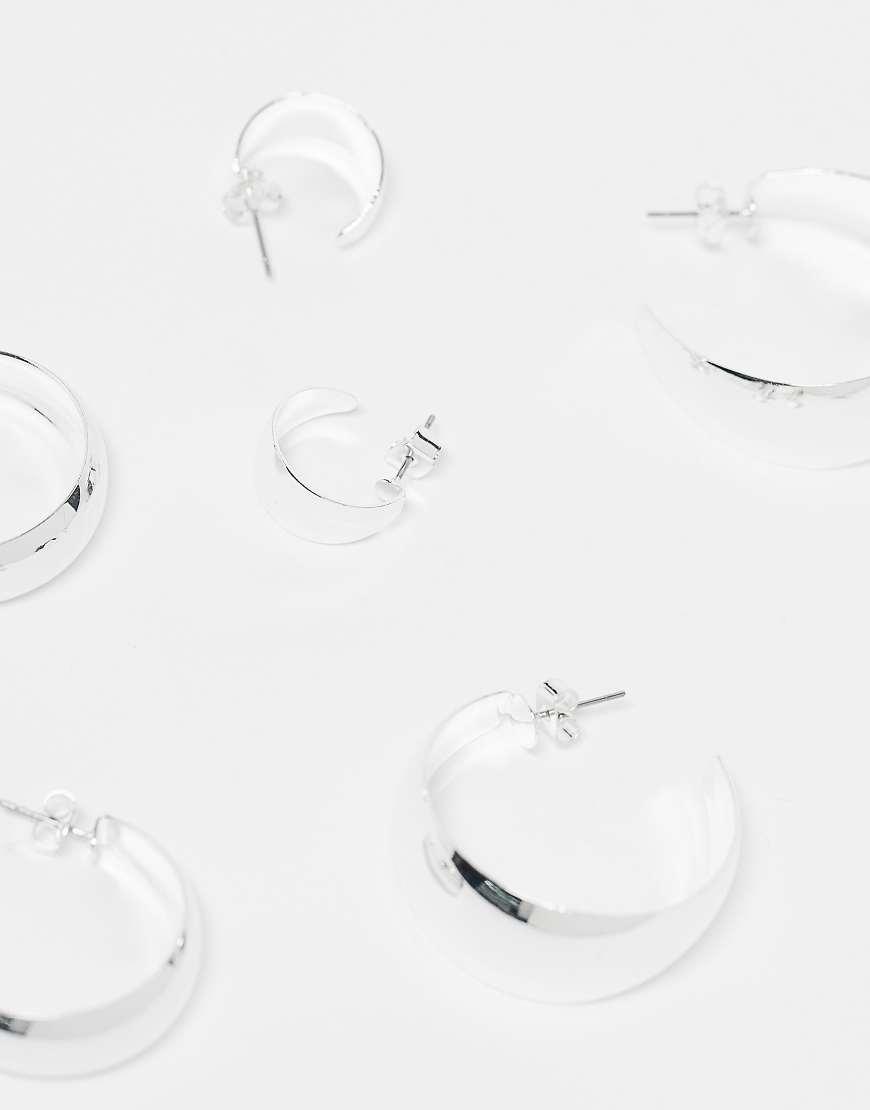 Monki Pack Chunky Wide Hoops in Natural Lyst UK