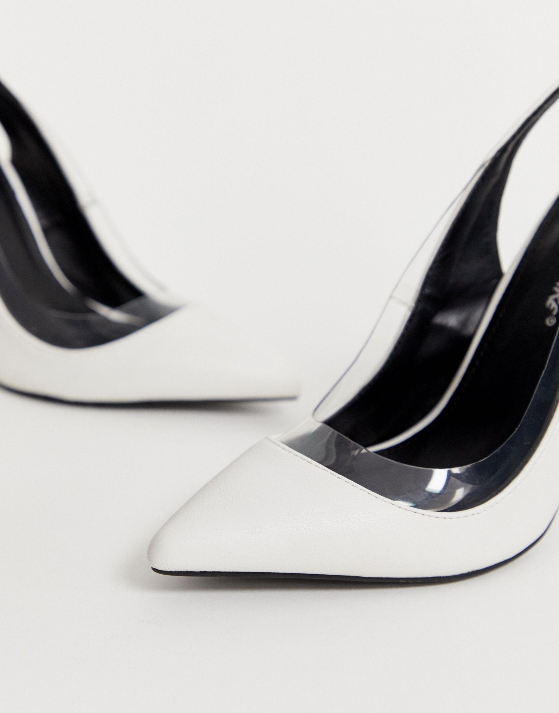 Public Desire Leer Clarity - Te Pumps Met Doorzichtige Hak En Enkelbandje  in het Wit - Lyst