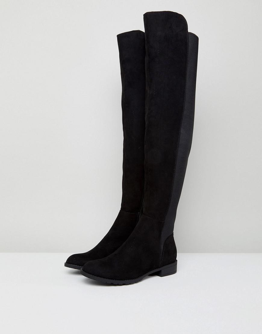 london rebel flat pull on over the knee boot