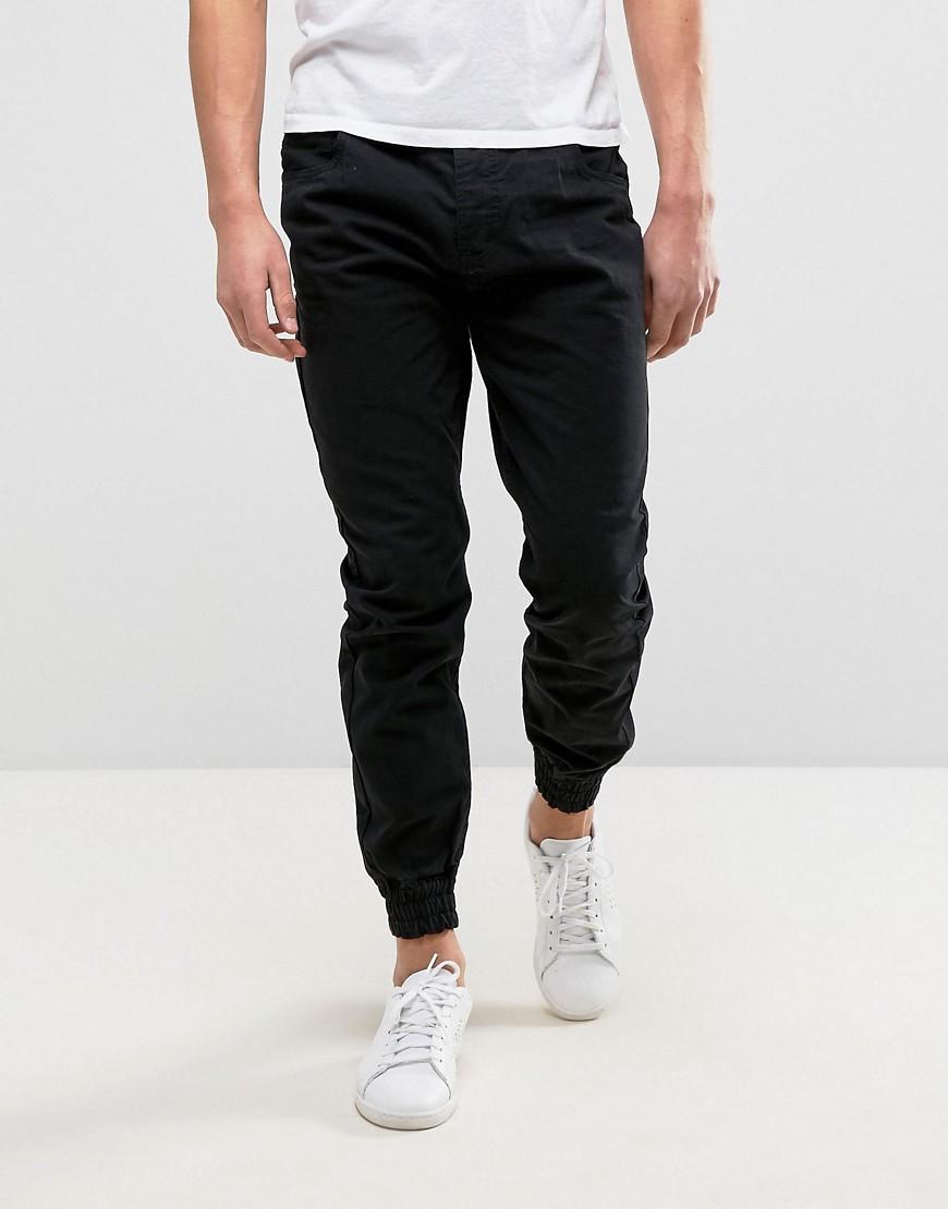 Threadbare Cotton Cuffed Chino Pants in Black for Men - Lyst