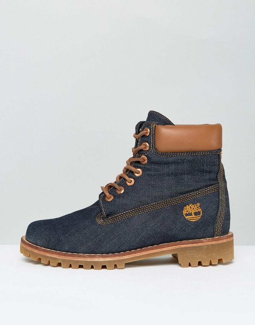 Timberland Classic 6 Inch Denim Premuim Boots in Blue for Men - Lyst