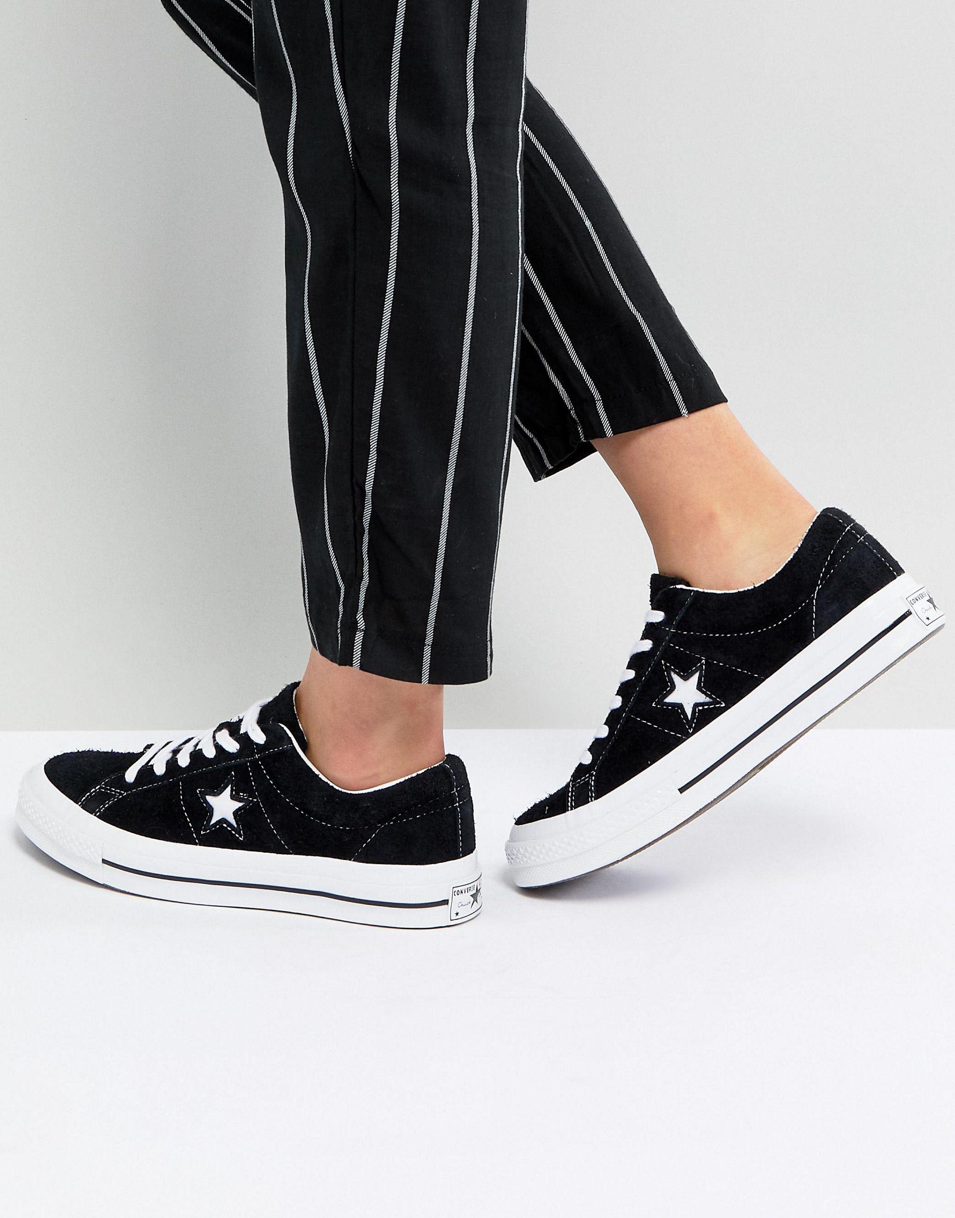 converse one star platform ox black trainers