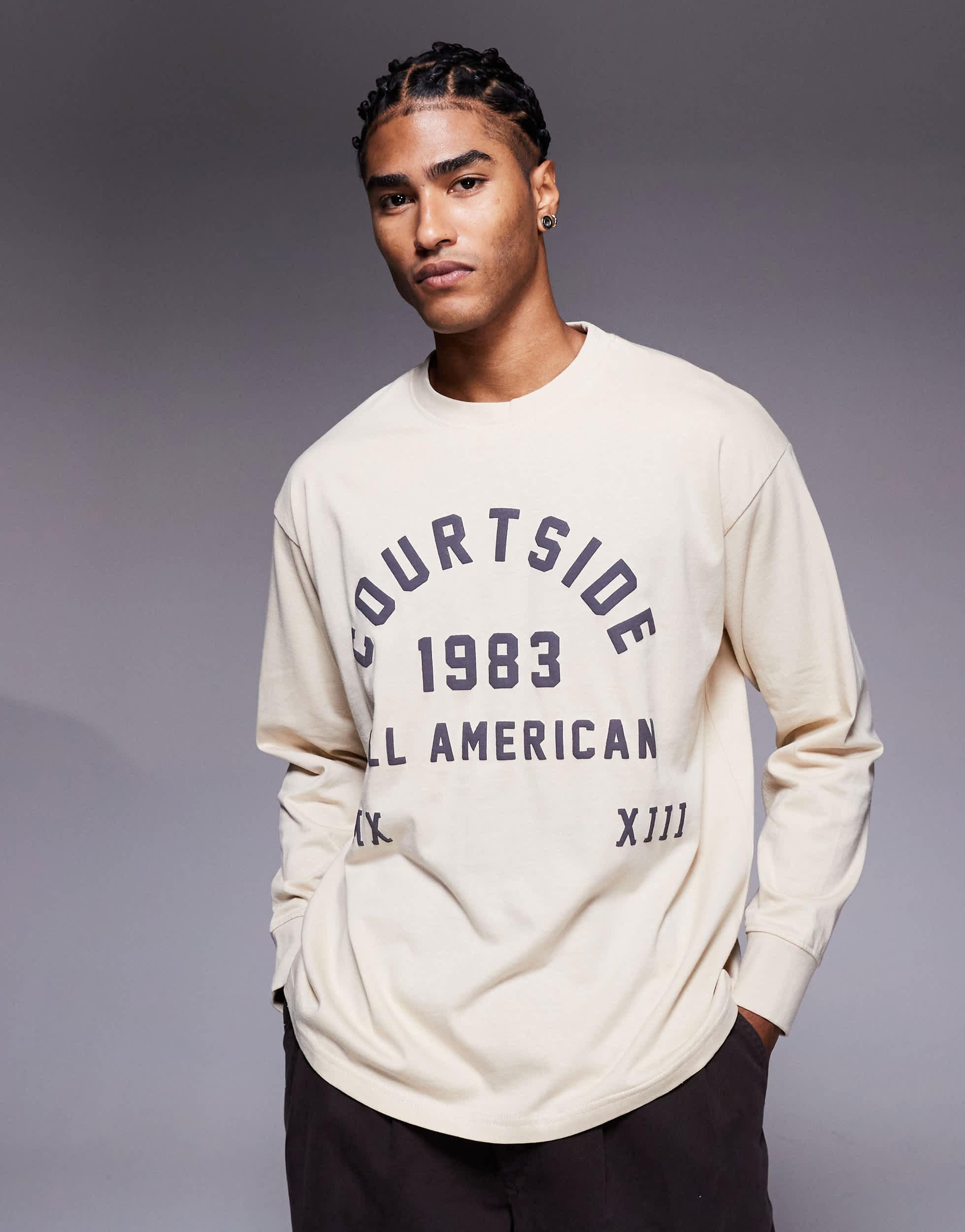 Courtside Oversized Long Sleeve T-shirt in Gray for Men | Lyst