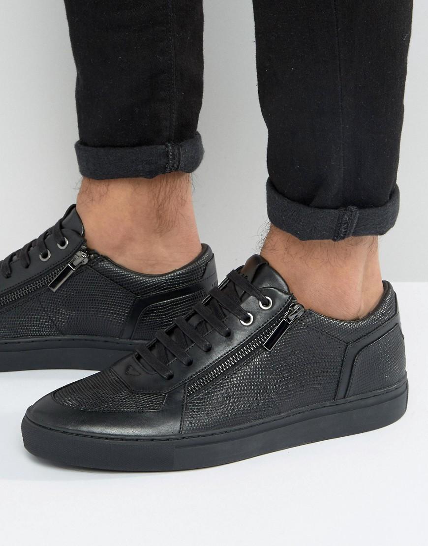 HUGO Leather By Boss Futurism Double Zip Trainers in Black for Men | Lyst