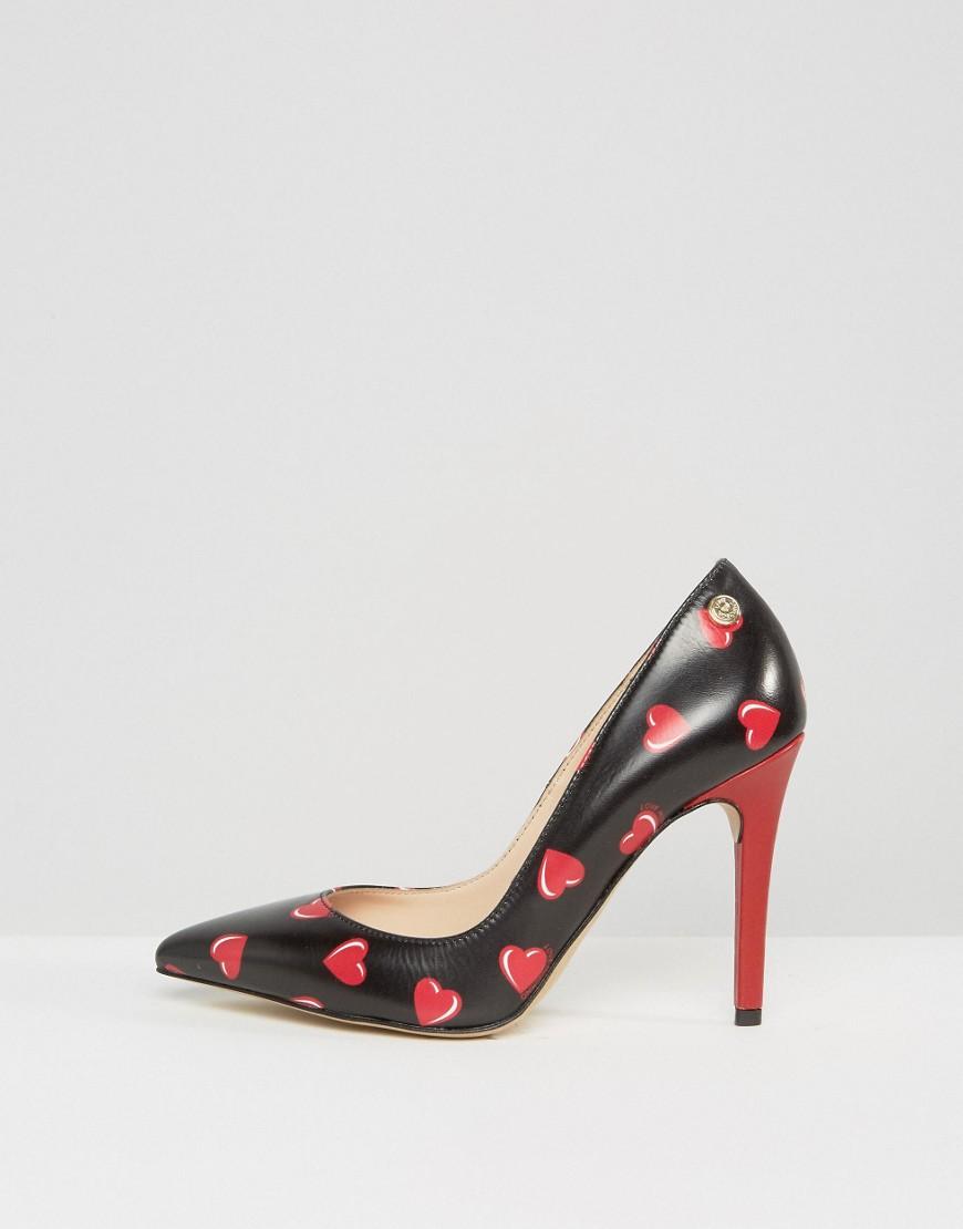 Love Moschino Heart Print Heel Court Shoe in Black Lyst
