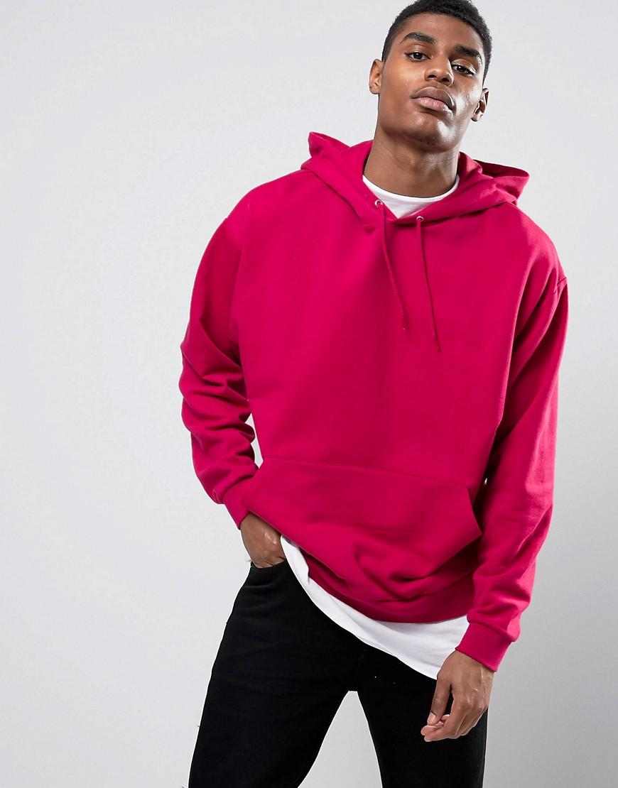 ASOS Cotton Oversized Hoodie In Pink for Men | Lyst