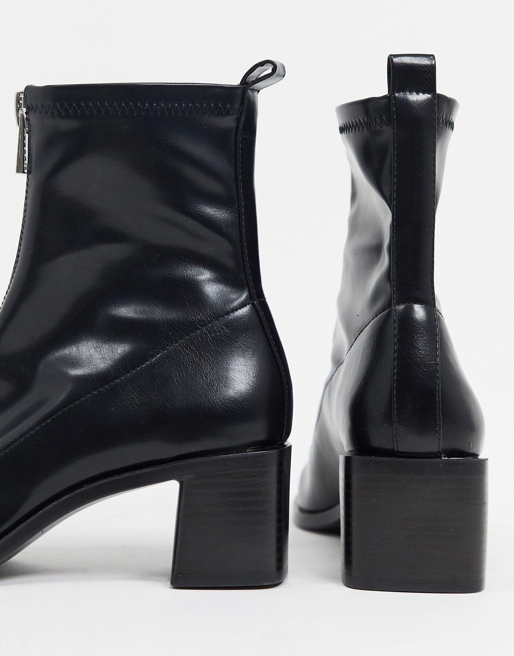 Stradivarius Ankle Boot With Zip Detail in Black - Lyst