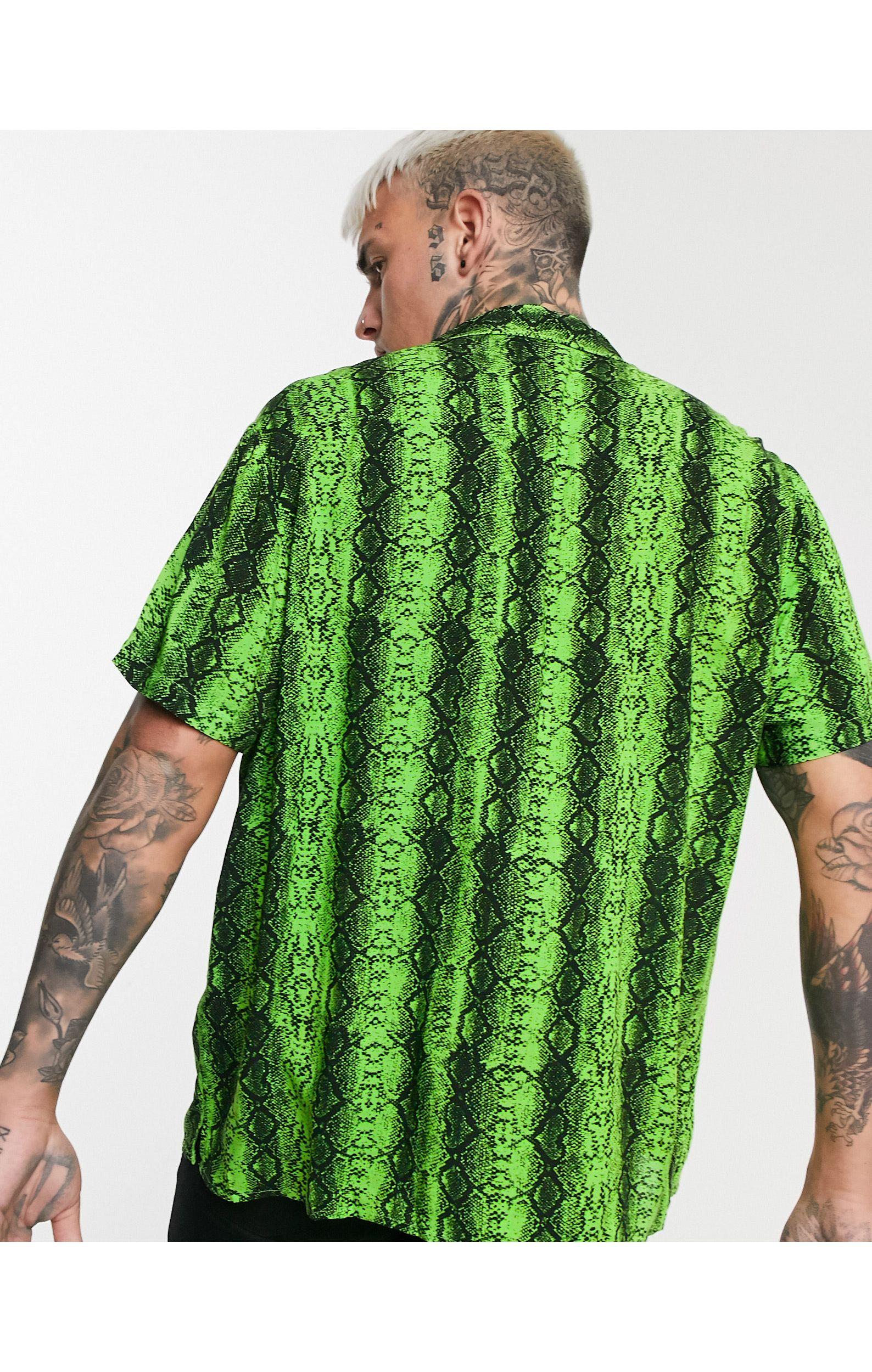 ASOS Synthetik – Hemd mit Neon-Schlangenmuster in Grün für Herren | Lyst DE