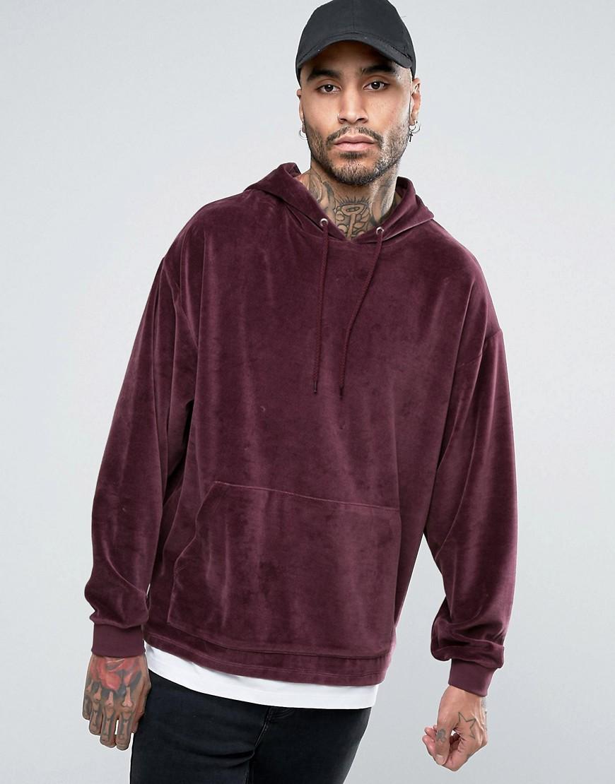 Red velour hoodie Clearance