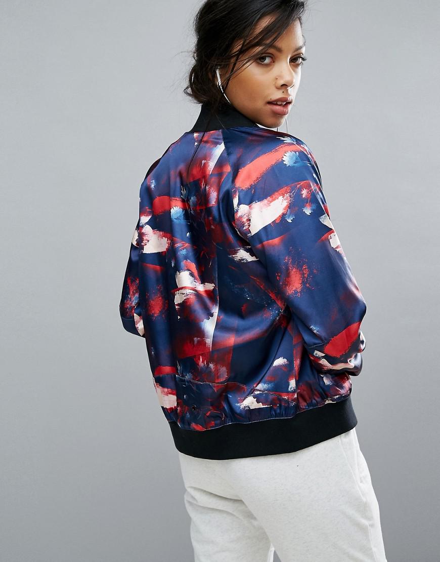 adidas Synthetic Flower Bomber Jacket in Black - Lyst