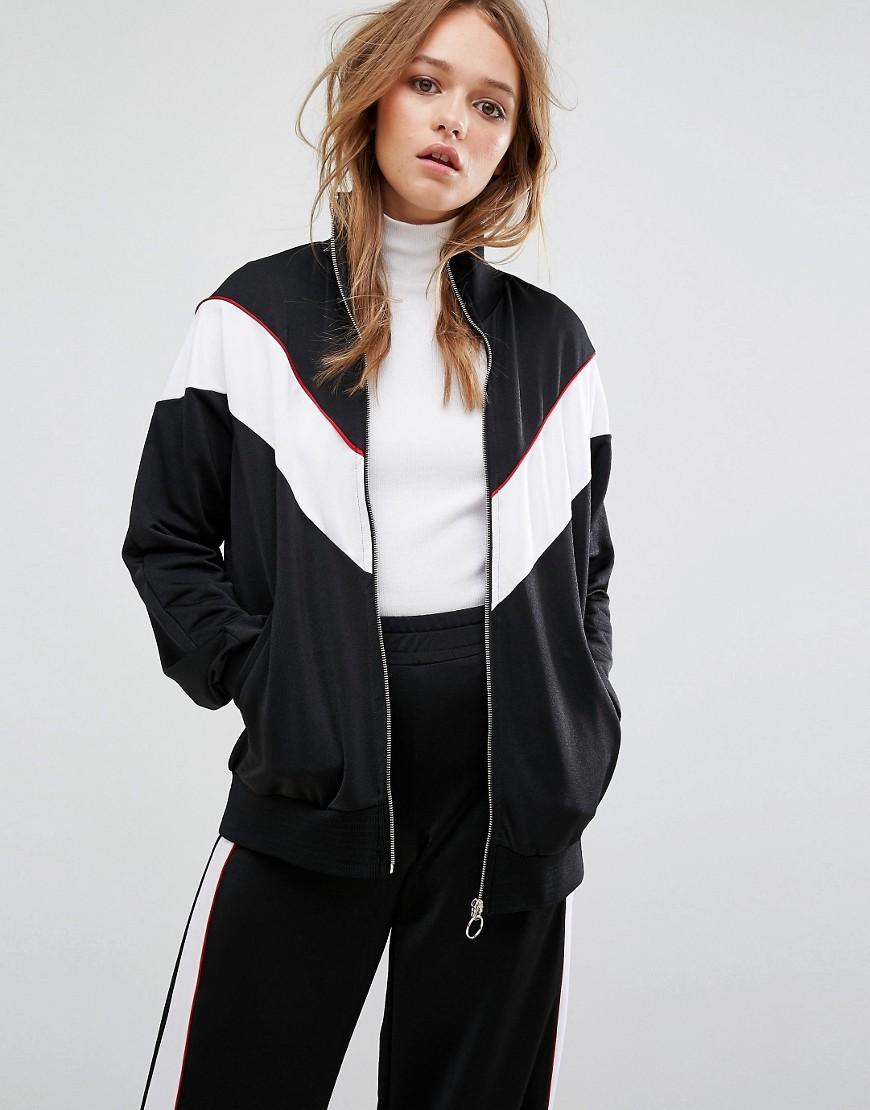 Pull&Bear Synthetic Retro Varsity Jacket in Black Lyst