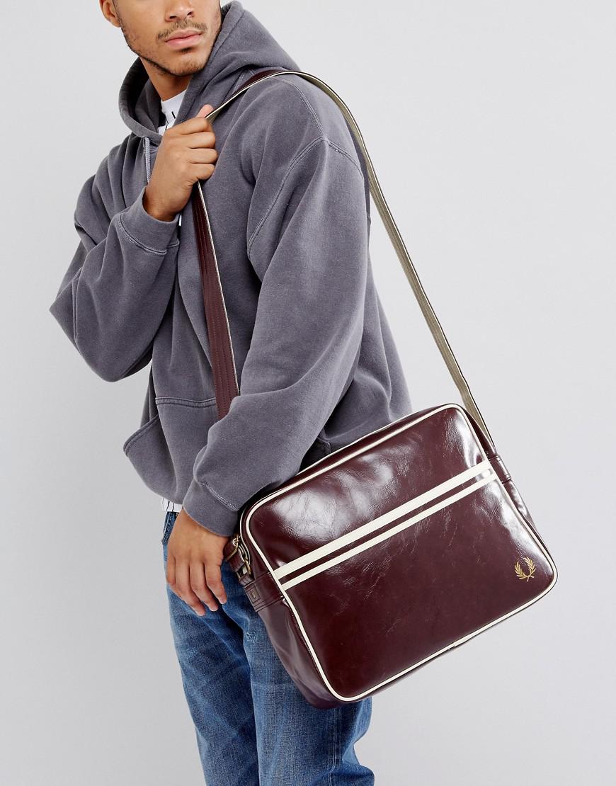 Fred Perry Messenger Bag In Maroon in Red for Men | Lyst