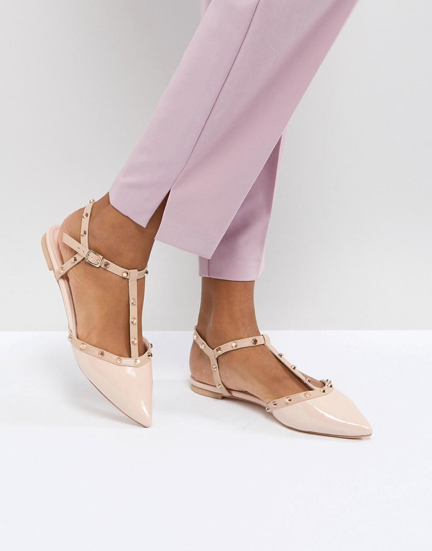 Dune London Cayote Flat Studded Shoe in Pink | Lyst