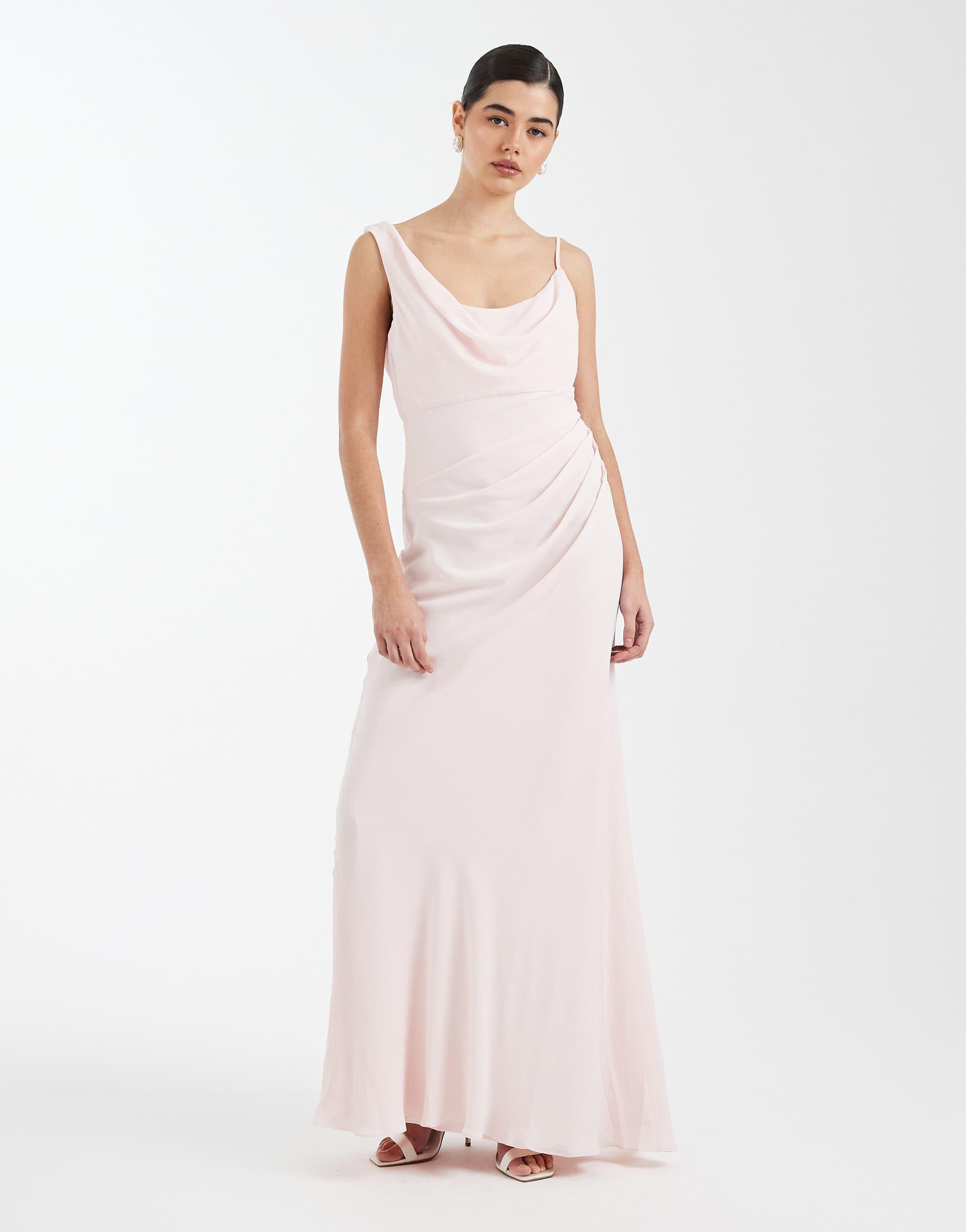pink asymmetric cowl neck maxi dress Quiz Pink Petite Asymmetric Cowl Neck Maxi Dress - 6