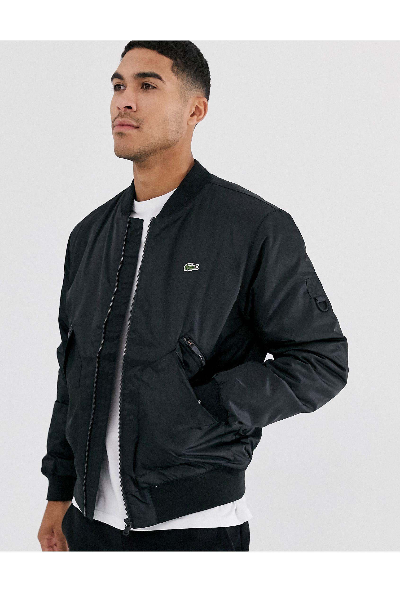 Stop by to know jungle surely Lacoste Synthetic Bomber Jacket in Black for Men | Lyst