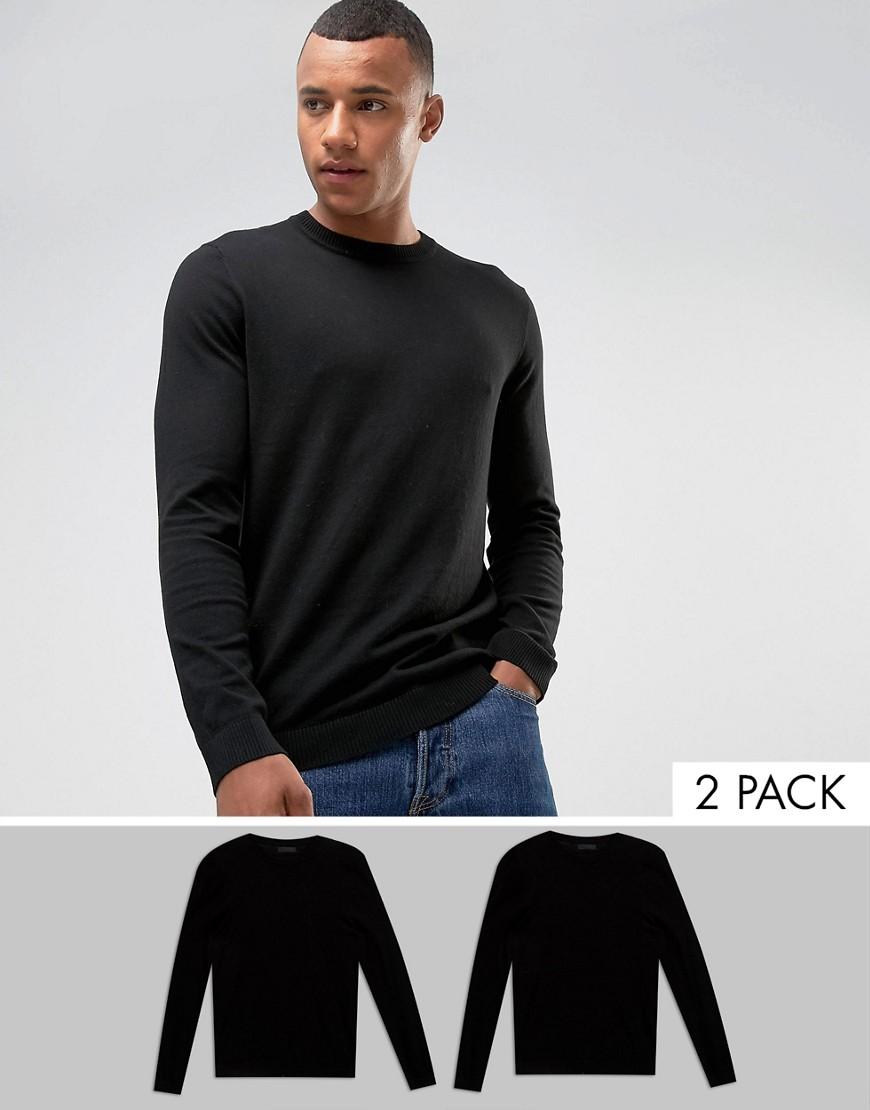 2 Pack Jumper asos 2 pack cotton jumper in black save in black for 2 Pack Jumper asos 2 pack cotton jumper in black save in black for