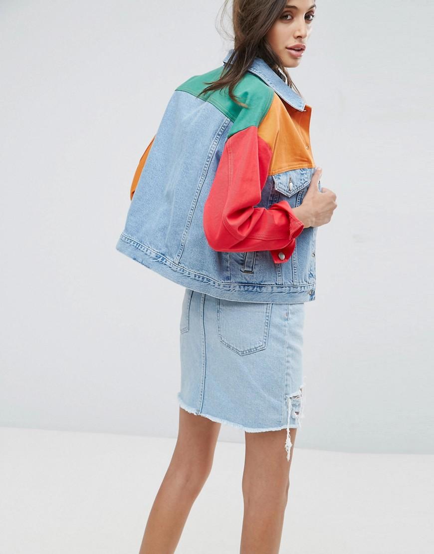 asos color block denim jacket