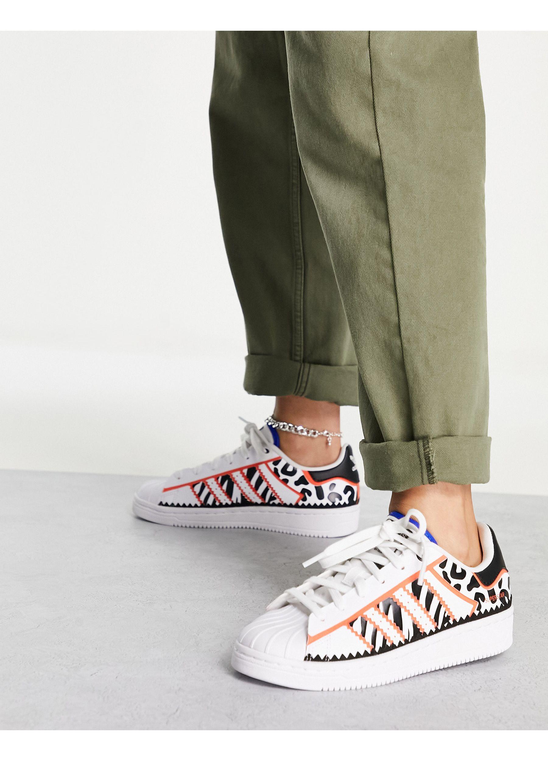 adidas Originals Superstar Tech Sneakers With Animal Print in White | Lyst