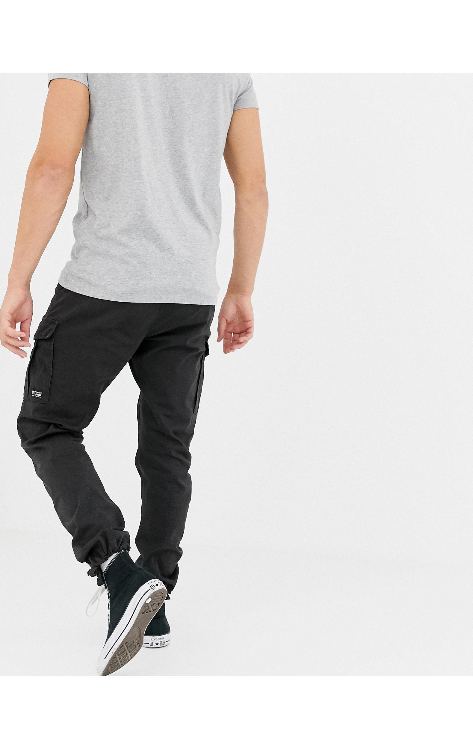 Jack & Jones Intelligence Slim Fit Cargo Trousers in Black for Men | Lyst