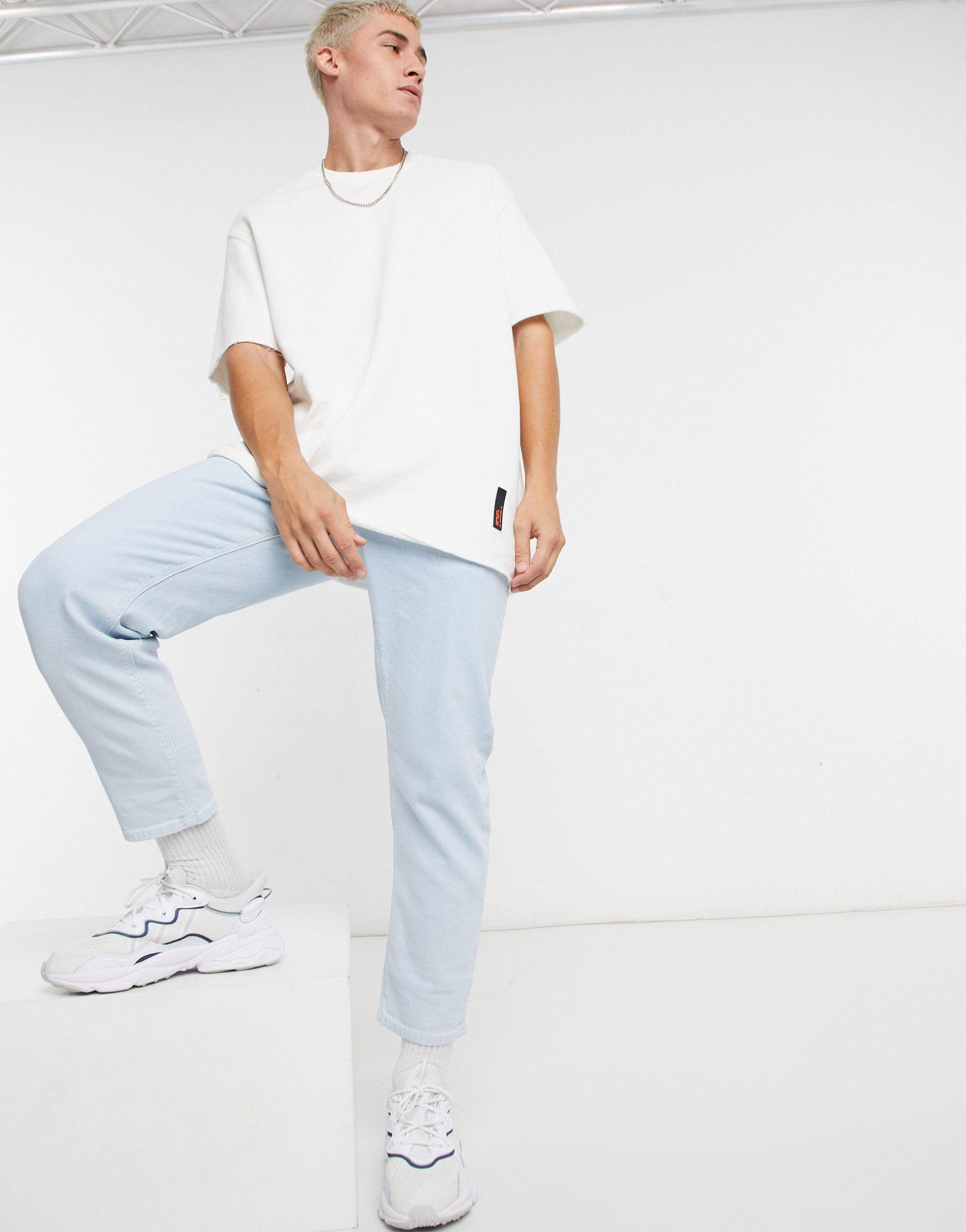 Bershka Loose Fit T-shirt With Raw Edge in White for Men | Lyst