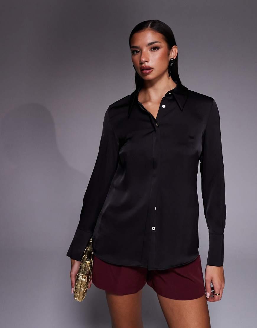 River Island Slim Fit Satin Shirt in Blue Lyst UK