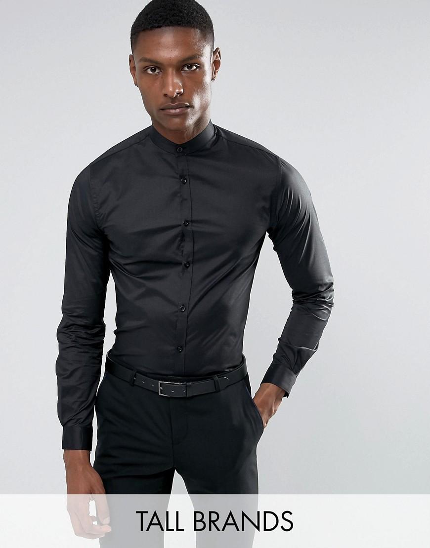 Noak Tall Skinny Grandad Shirt in Black for Men | Lyst