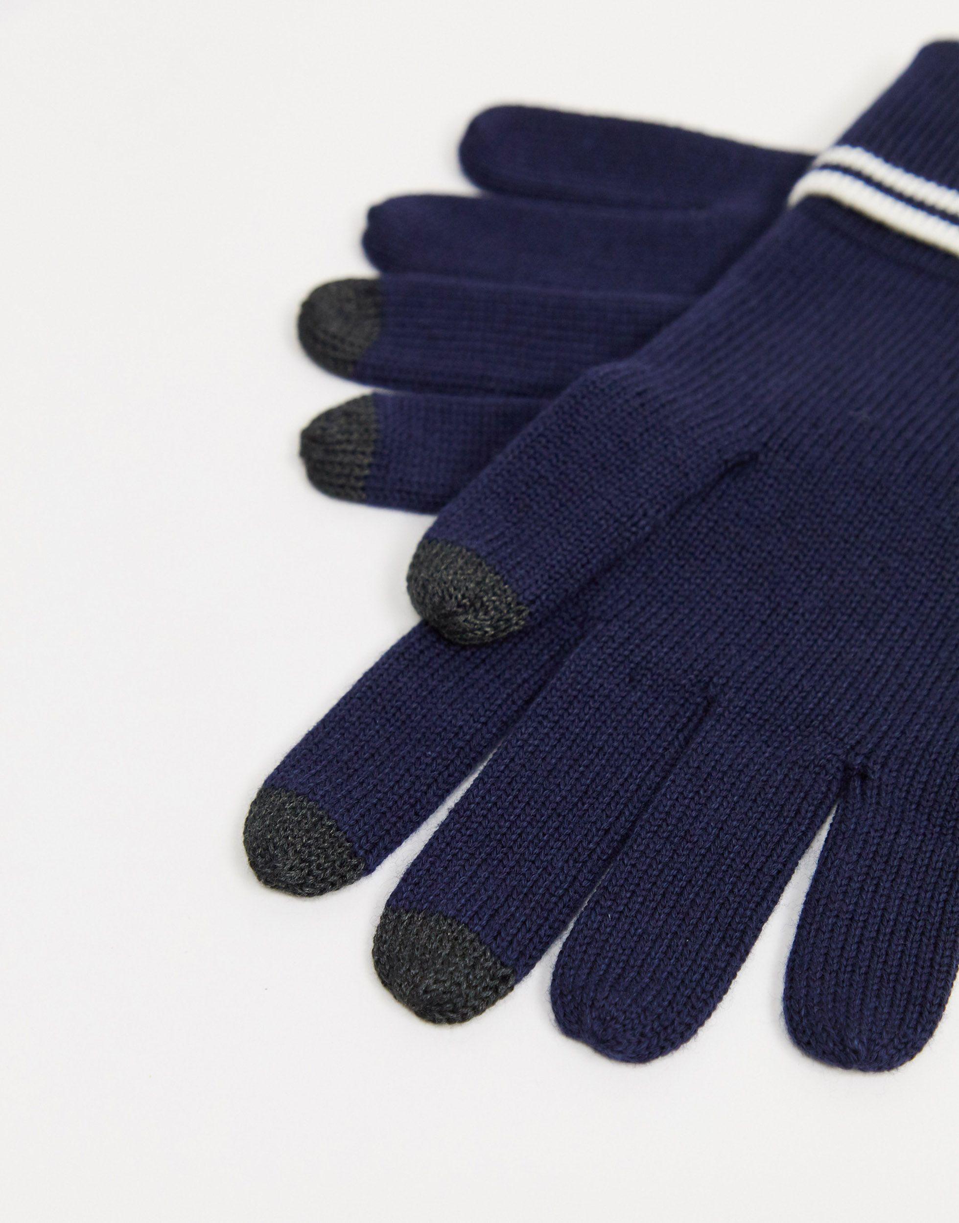 Fred Perry Merino Wool Touch Screen Gloves in Navy (Blue) for Men - Lyst