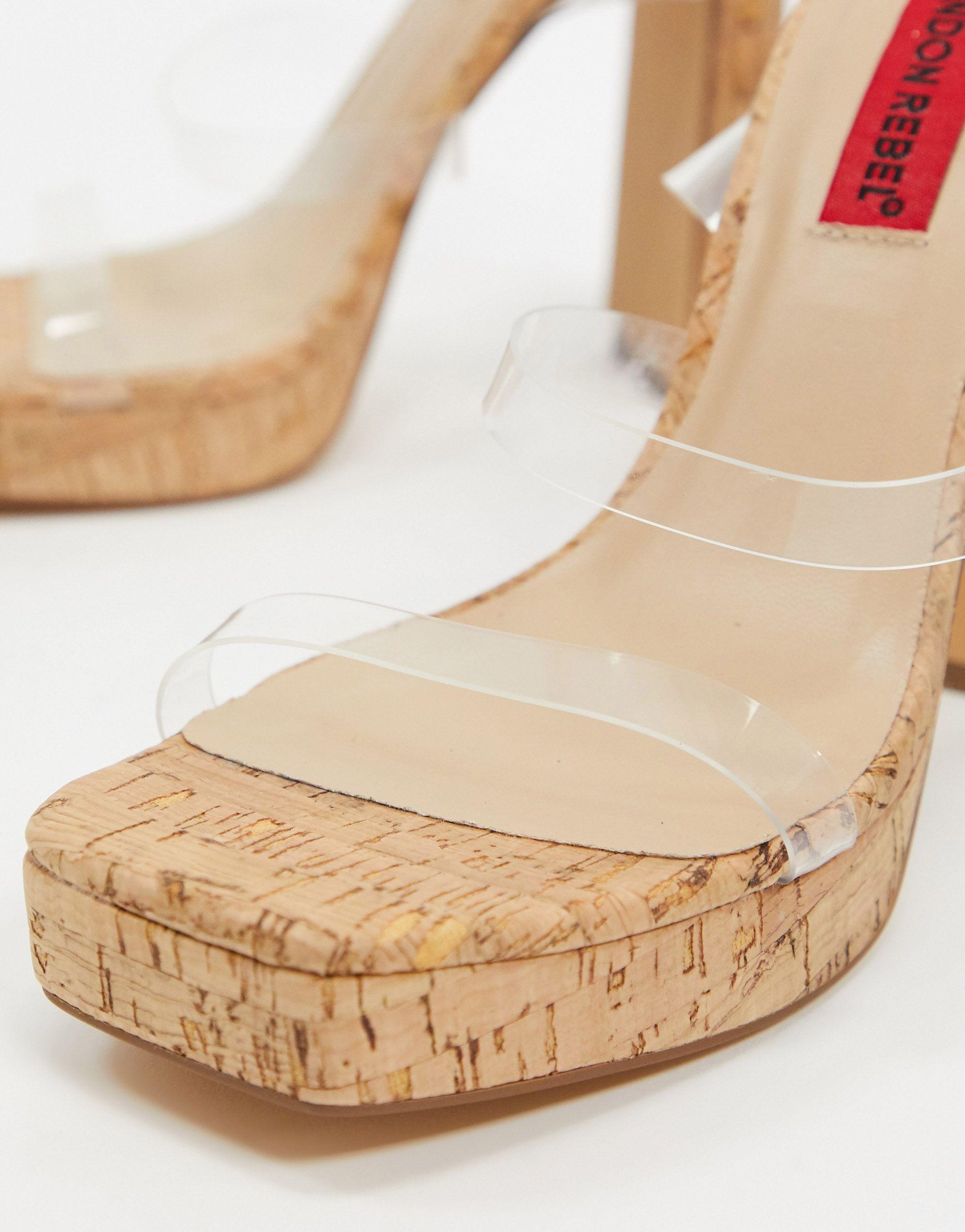 london rebel bridal barely there embellished block heel sandals