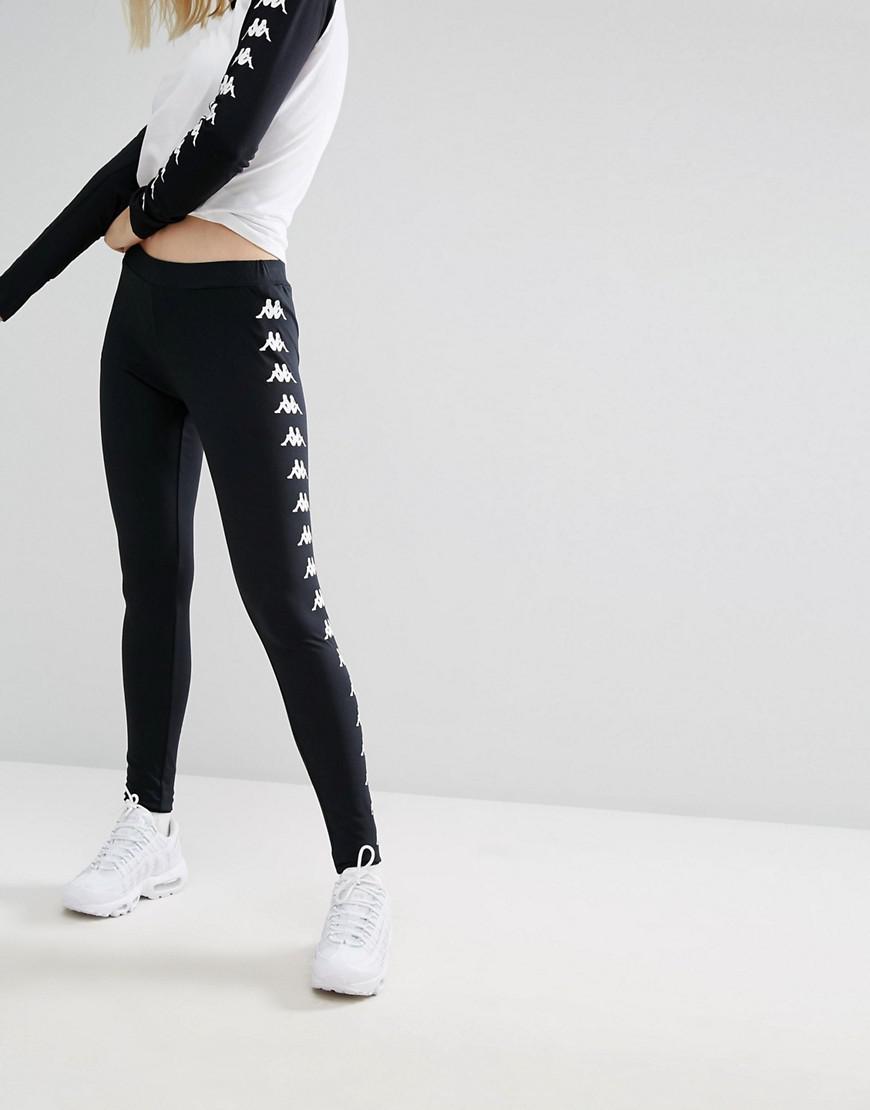 Kappa Synthetic Leggings With Side Logo in Black - Lyst