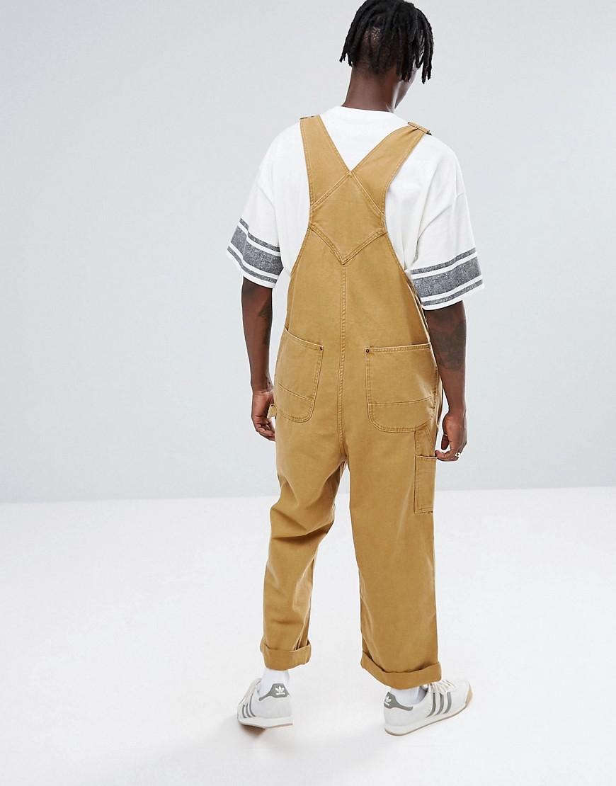 ASOS Denim Skater Dungaree In Tobacco 