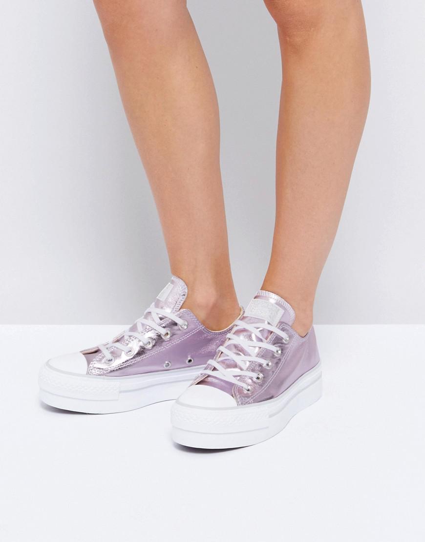 converse chuck taylor trainers in pink blush with metallic toe cap