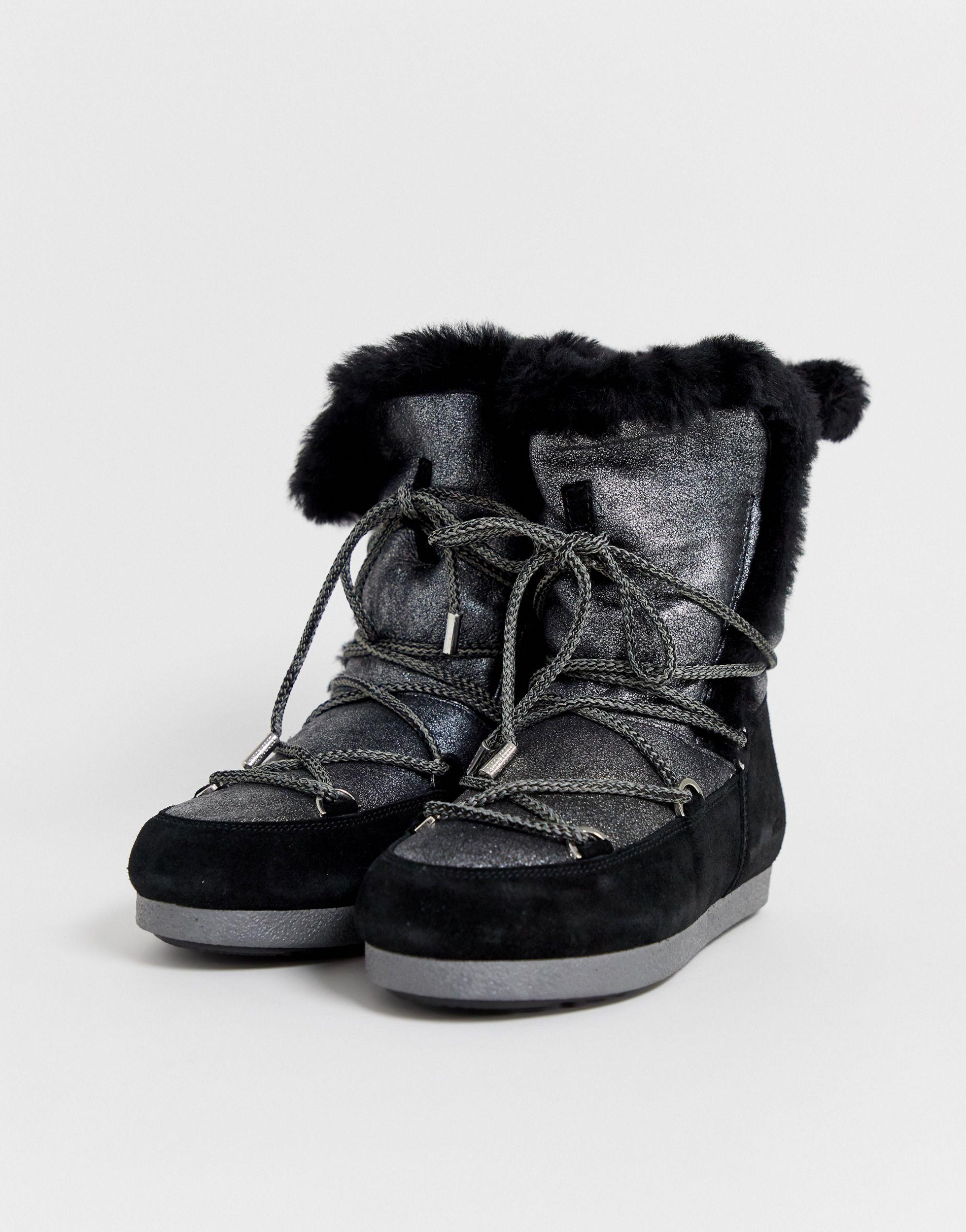 Moon Boot Suede Moonboot High Shearling Snowboots in Silver (Metallic) -  Lyst