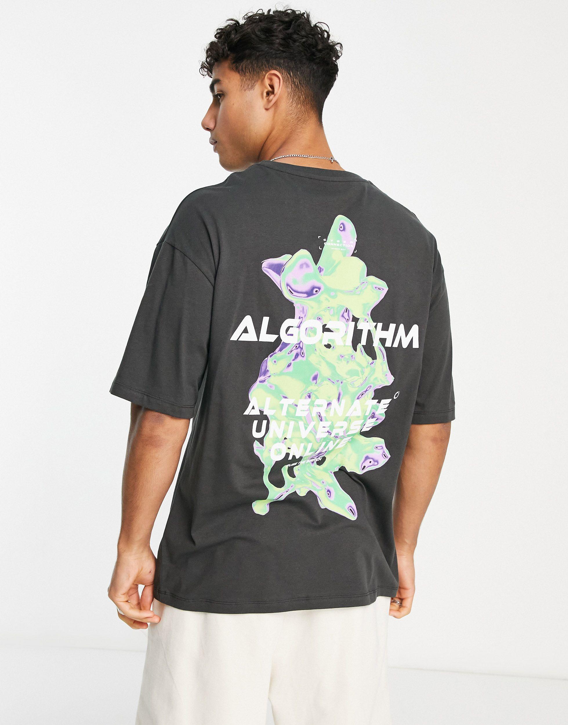 Jack & Jones Originals Oversized T-shirt With Algorithm Back Print in Gray  for Men | Lyst