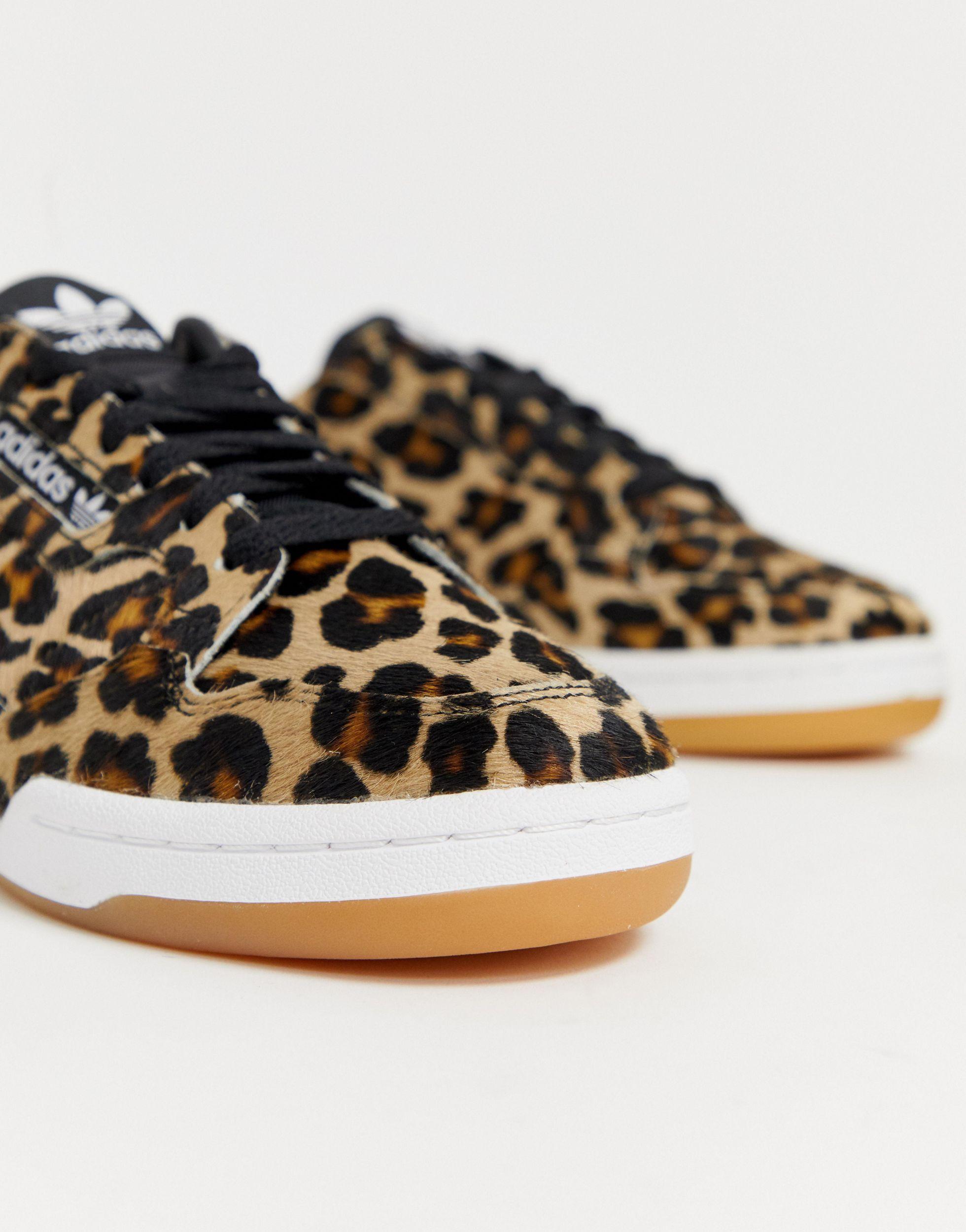 adidas Originals Leather Continental 80s Trainers Leopard Print Pony ...