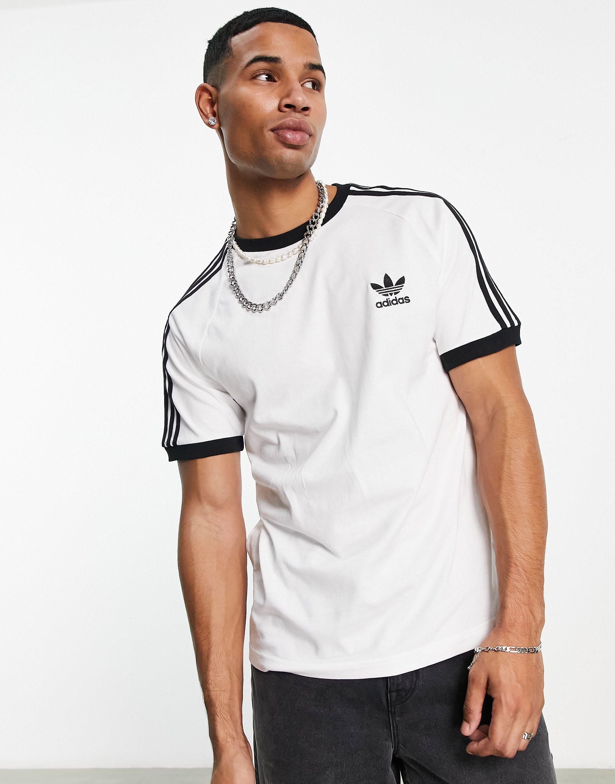 T-shirt bianca con tre strisce da Uomo di adidas Originals in Bianco | Lyst