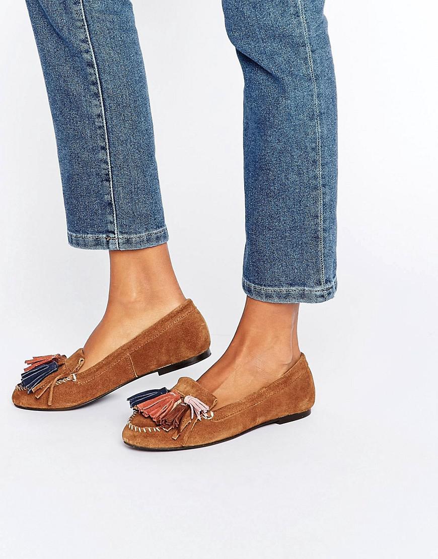 ASOS Myla Suede Tassel Flat Shoes in Brown Lyst