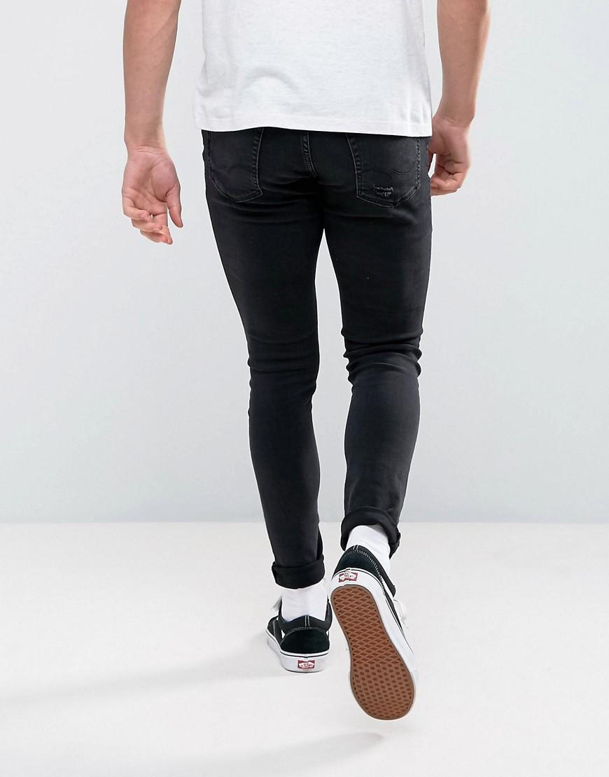 Jack & jones Intelligence Jeans In Skinny Fit Ripped Black Denim in