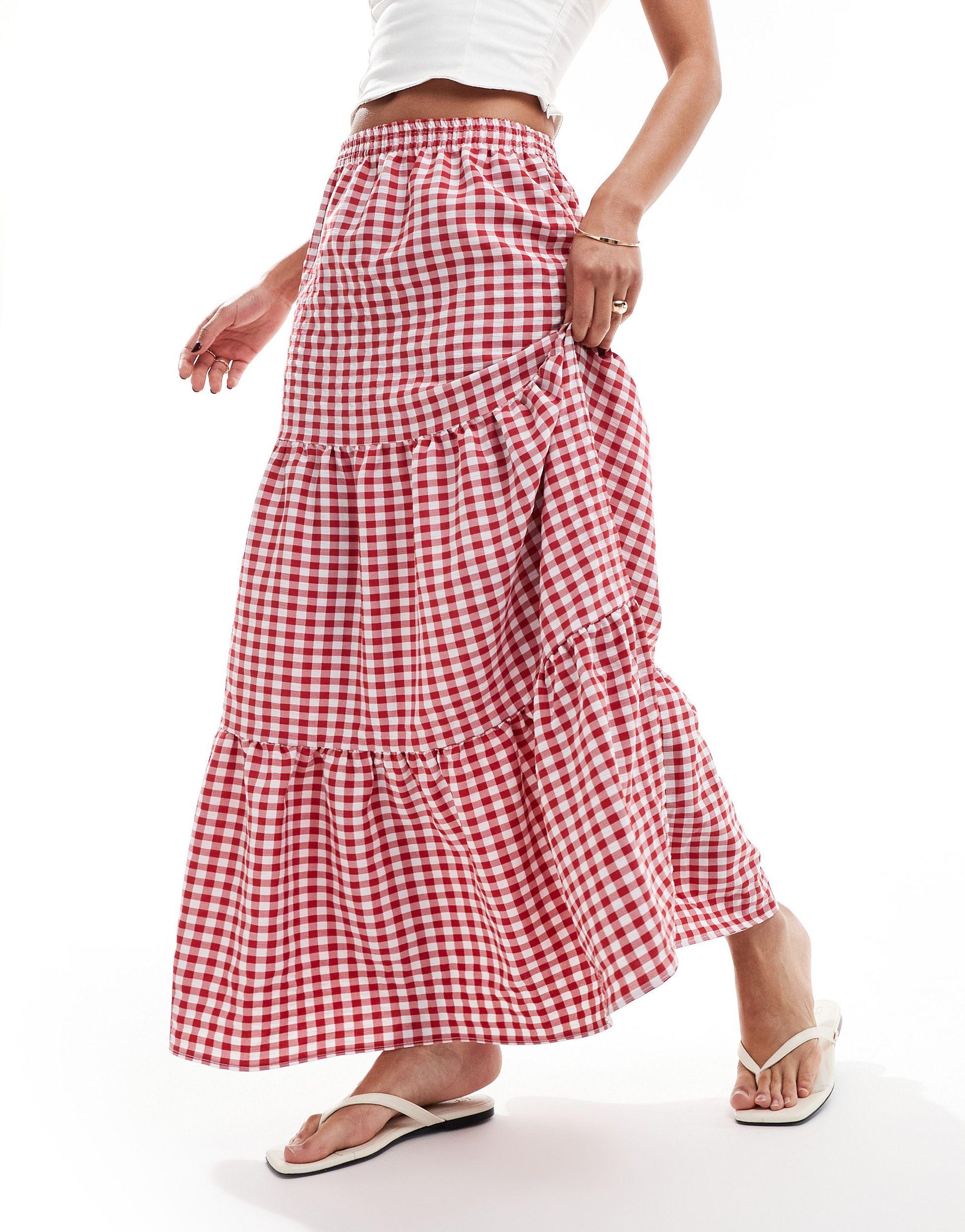 Gingham skirt maxi hotsell