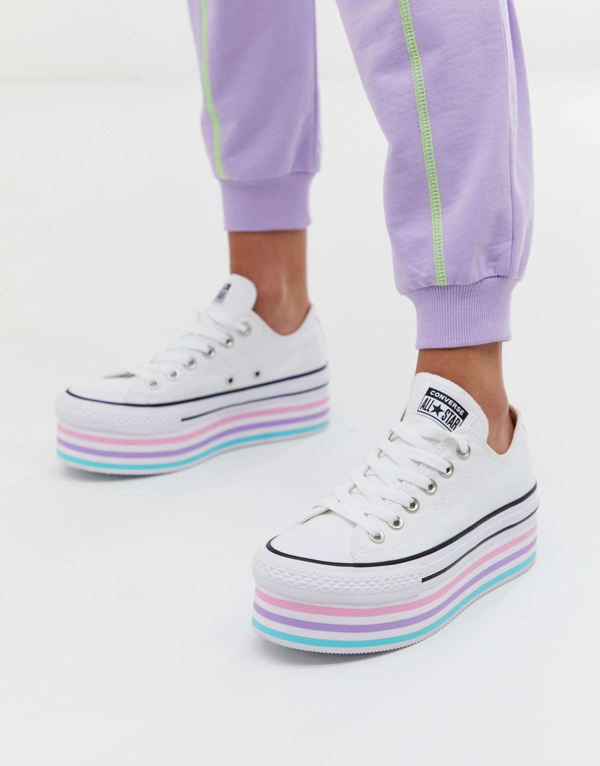 Zapatillas blancas con plataforma alta chuck taylor all star Converse de  Lona de color Blanco | Lyst